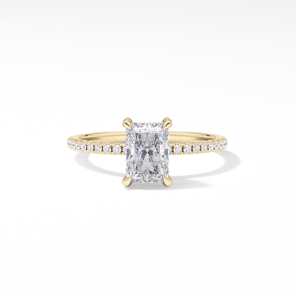 Radiant Hidden Halo & Pave Lab Grown Diamond Engagement Ring
