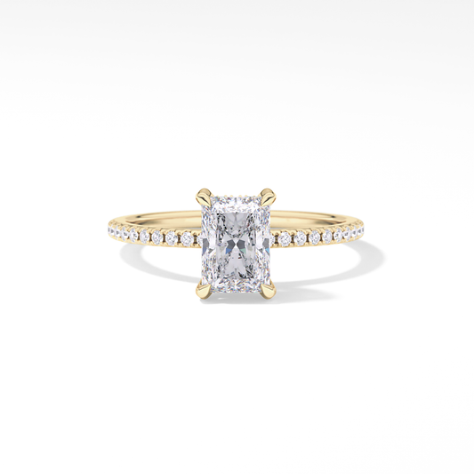 Radiant Hidden Halo & Pave Lab Grown Diamond Engagement Ring
