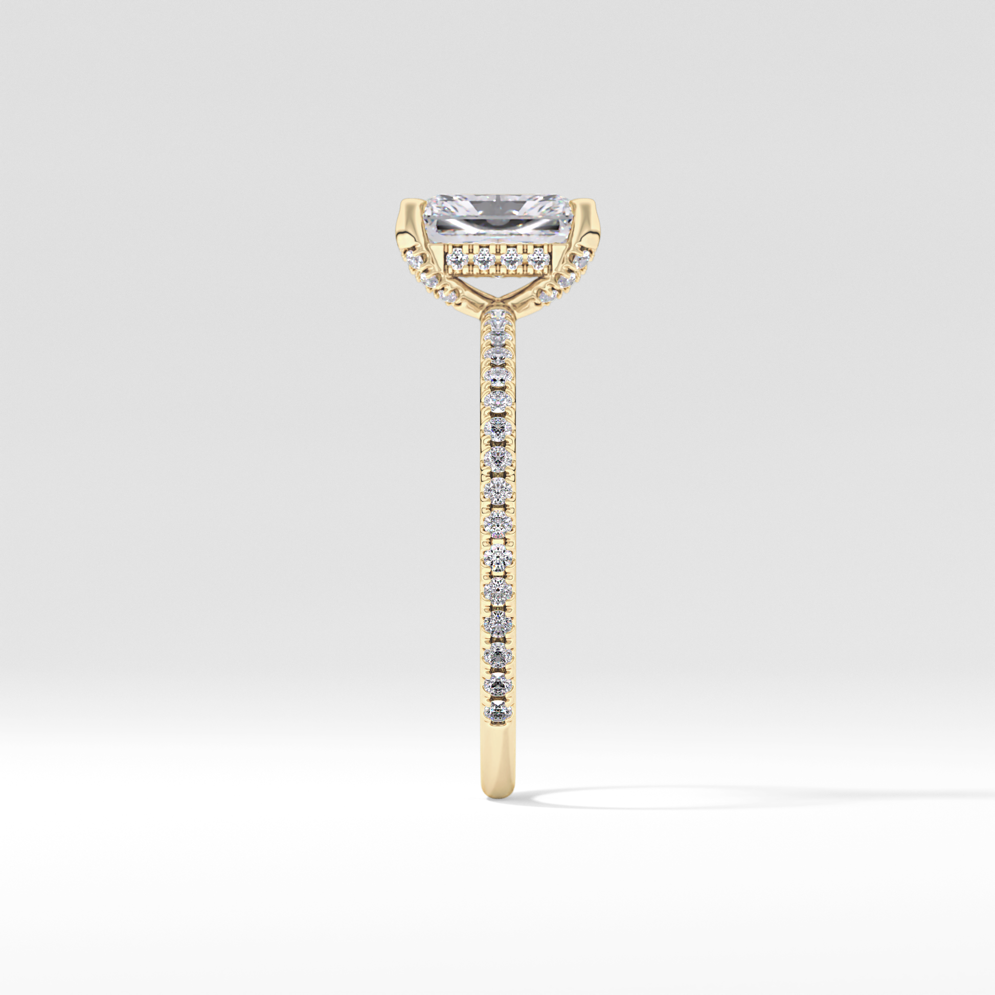 Radiant Hidden Halo & Pave Lab Grown Diamond Engagement Ring