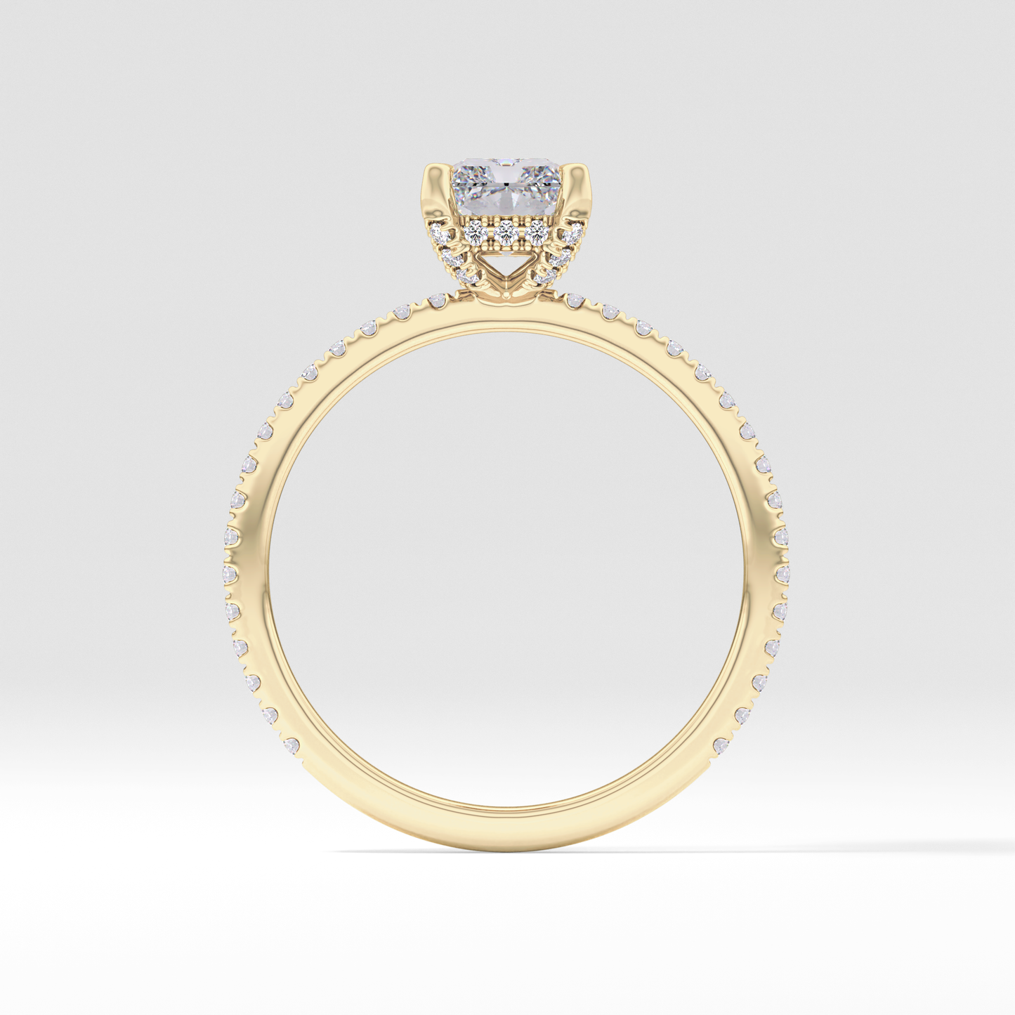 Radiant Hidden Halo & Pave Lab Grown Diamond Engagement Ring