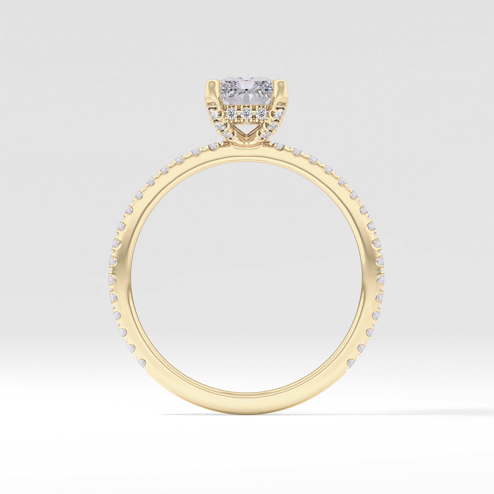 Radiant Hidden Halo & Pave Lab Grown Diamond Engagement Ring