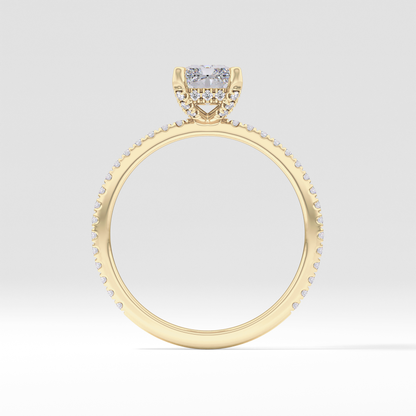 Radiant Hidden Halo & Pave Lab Grown Diamond Engagement Ring