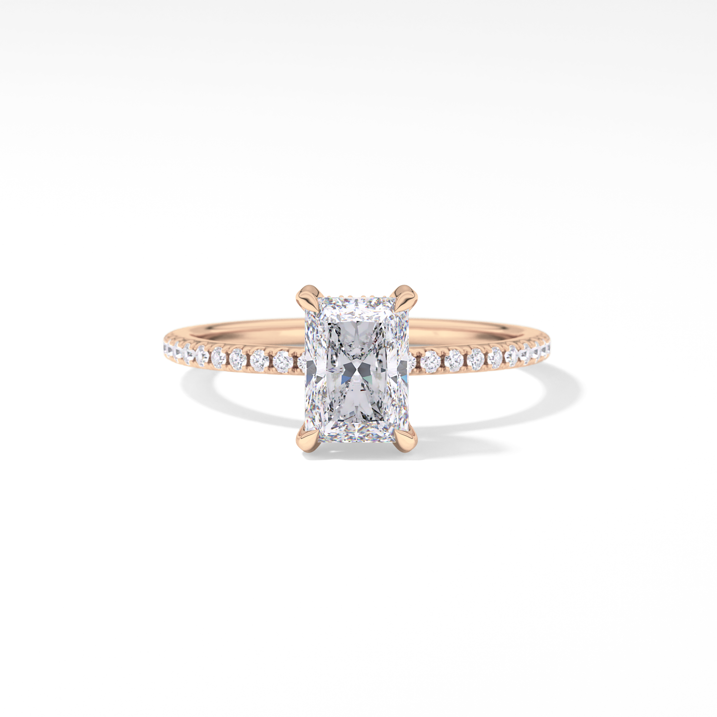 Radiant Hidden Halo & Pave Lab Grown Diamond Engagement Ring