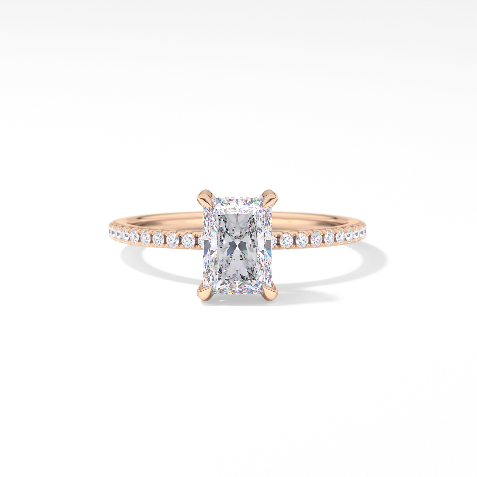 Radiant Hidden Halo & Pave Lab Grown Diamond Engagement Ring