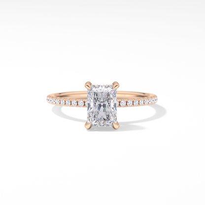 Radiant Hidden Halo & Pave Lab Grown Diamond Engagement Ring