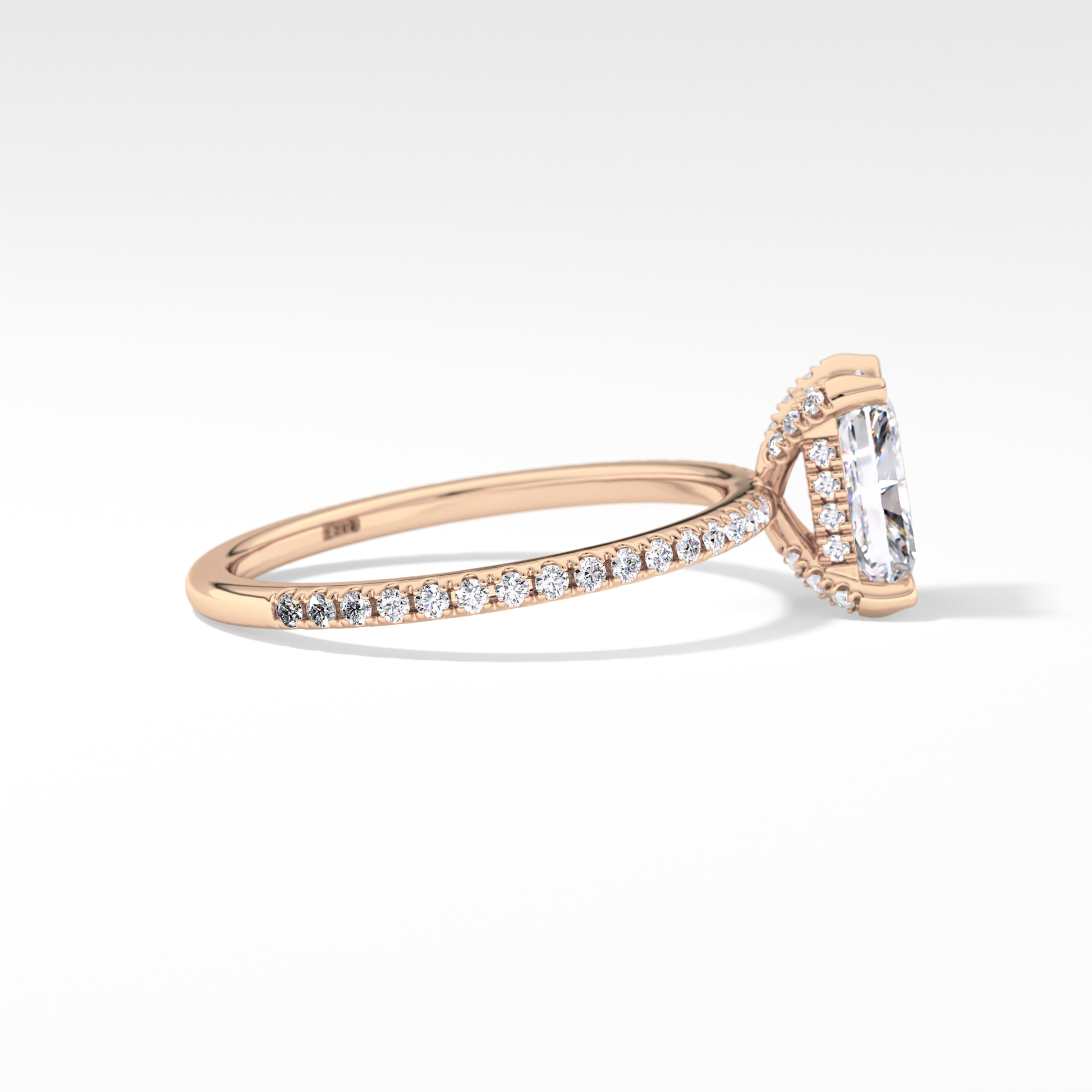 Radiant Hidden Halo & Pave Lab Grown Diamond Engagement Ring