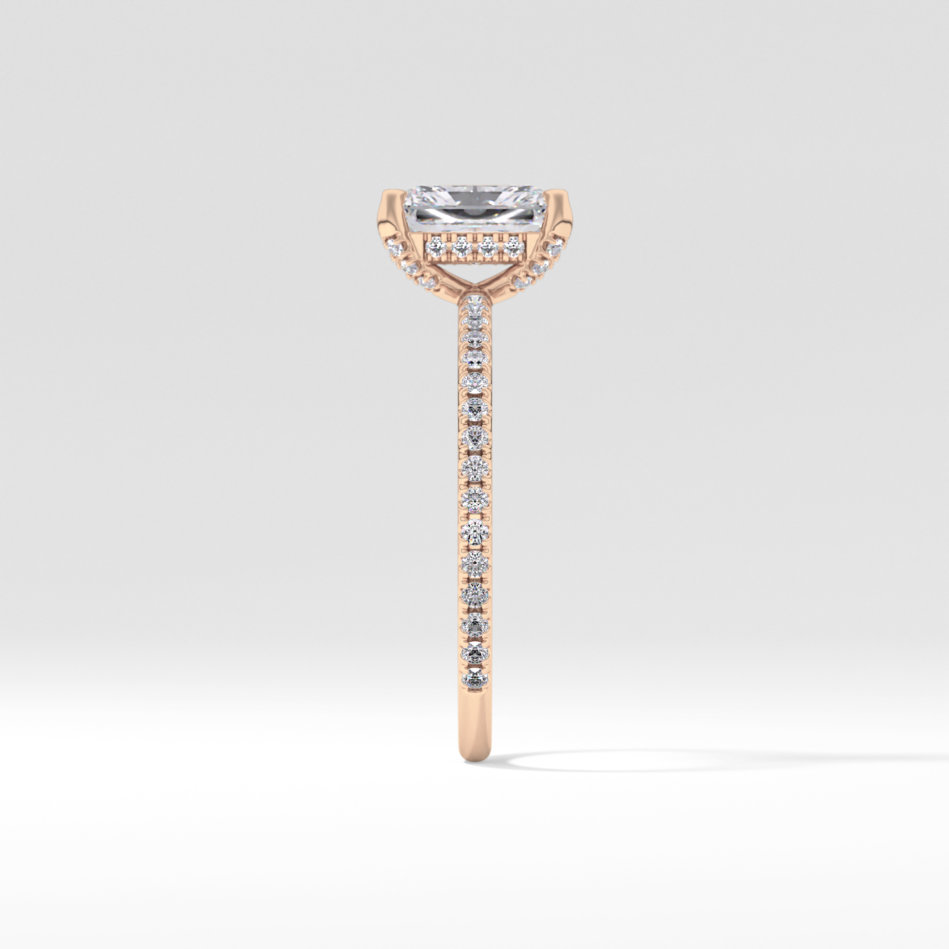 Radiant Hidden Halo & Pave Lab Grown Diamond Engagement Ring