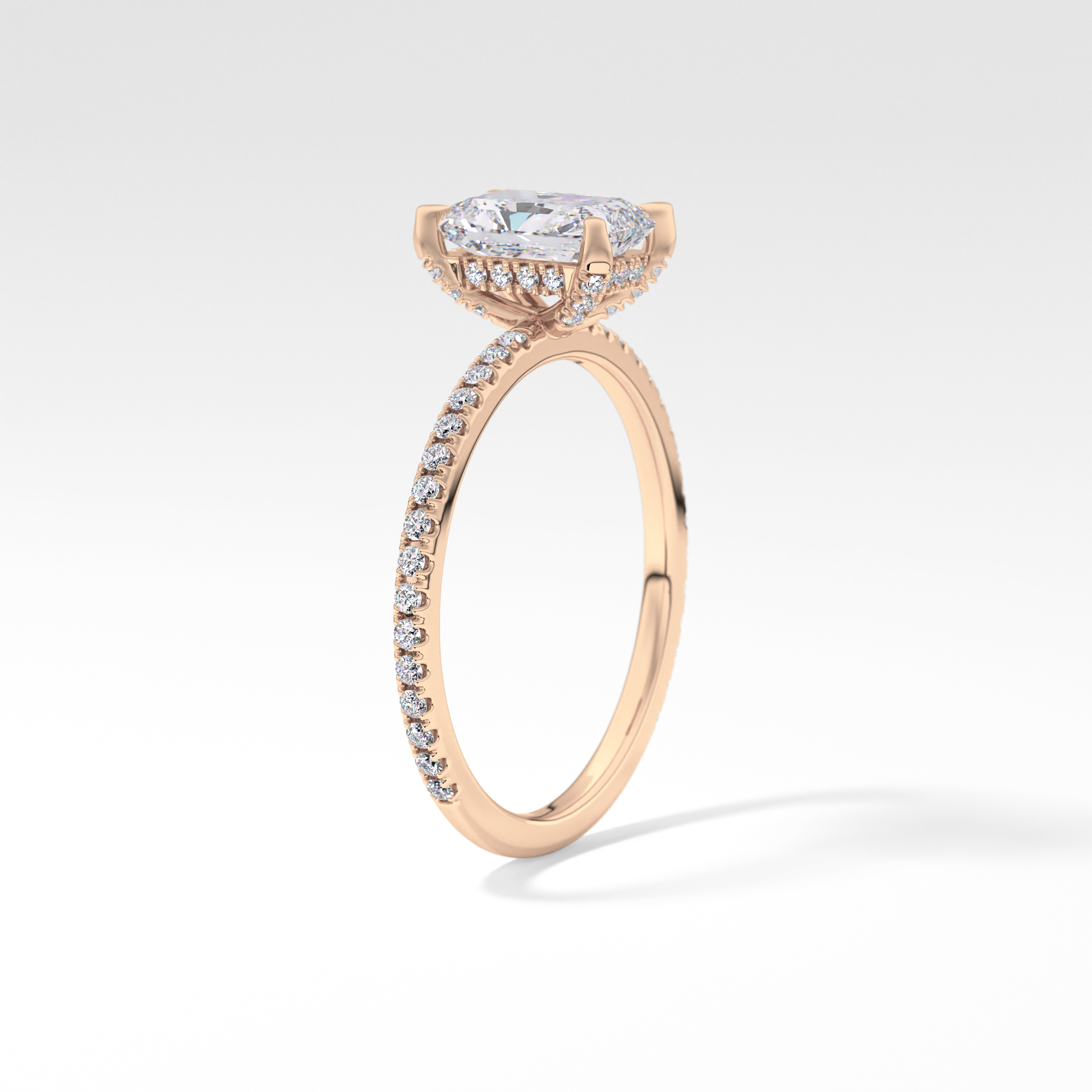 Radiant Hidden Halo & Pave Lab Grown Diamond Engagement Ring