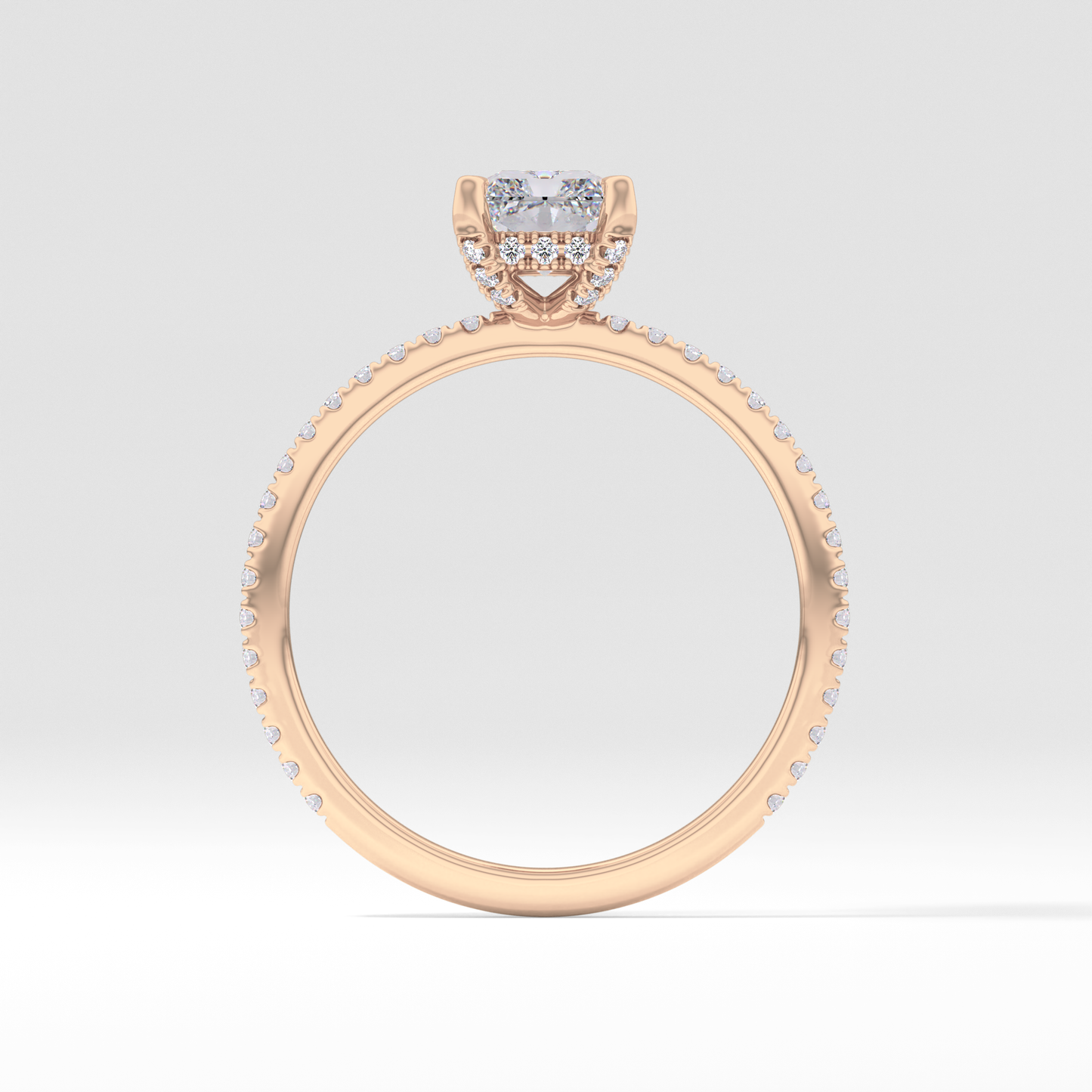 Radiant Hidden Halo & Pave Lab Grown Diamond Engagement Ring