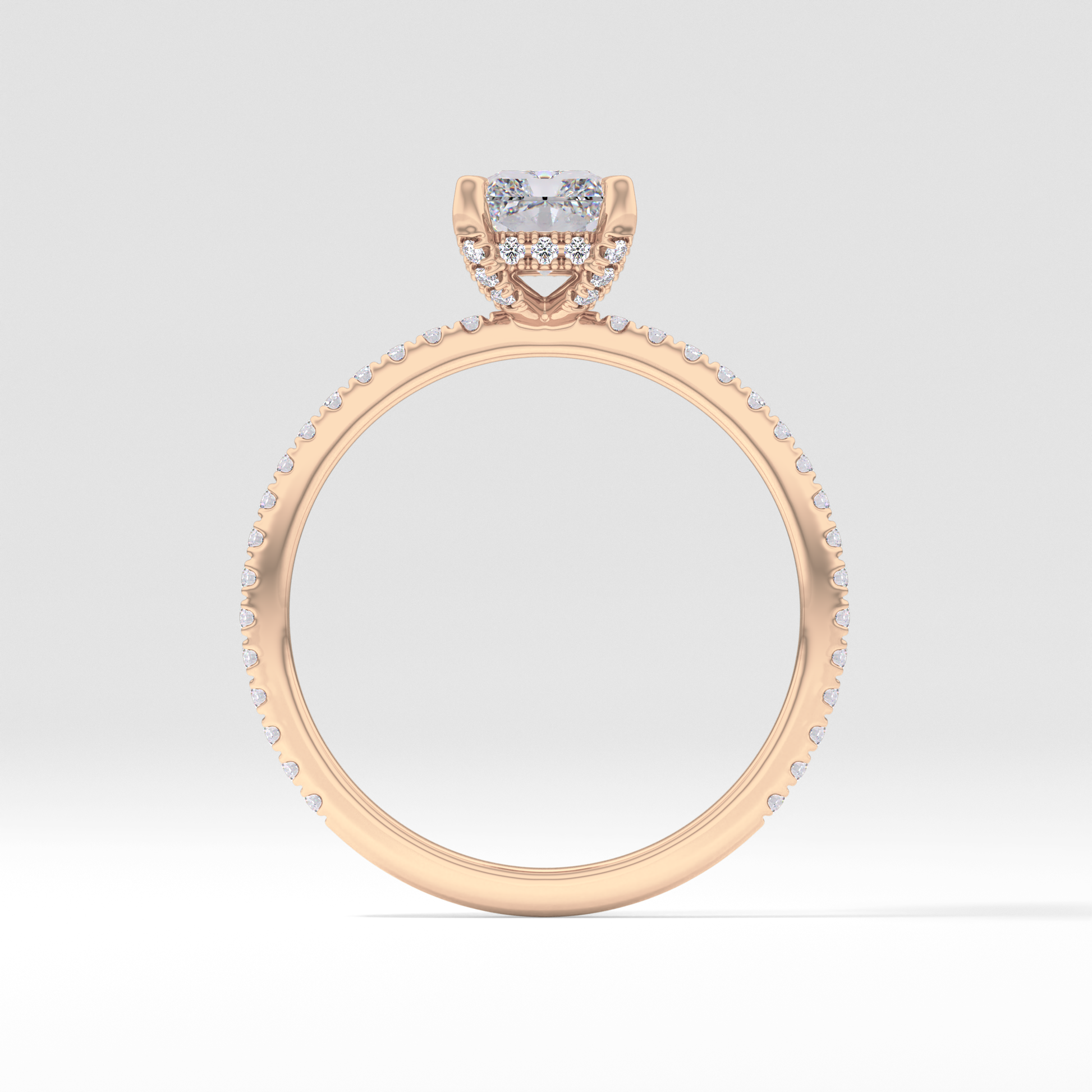 Radiant Hidden Halo & Pave Lab Grown Diamond Engagement Ring