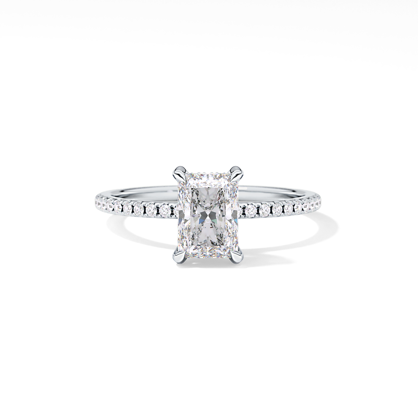 Radiant Hidden Halo & Pave Lab Grown Diamond Engagement Ring