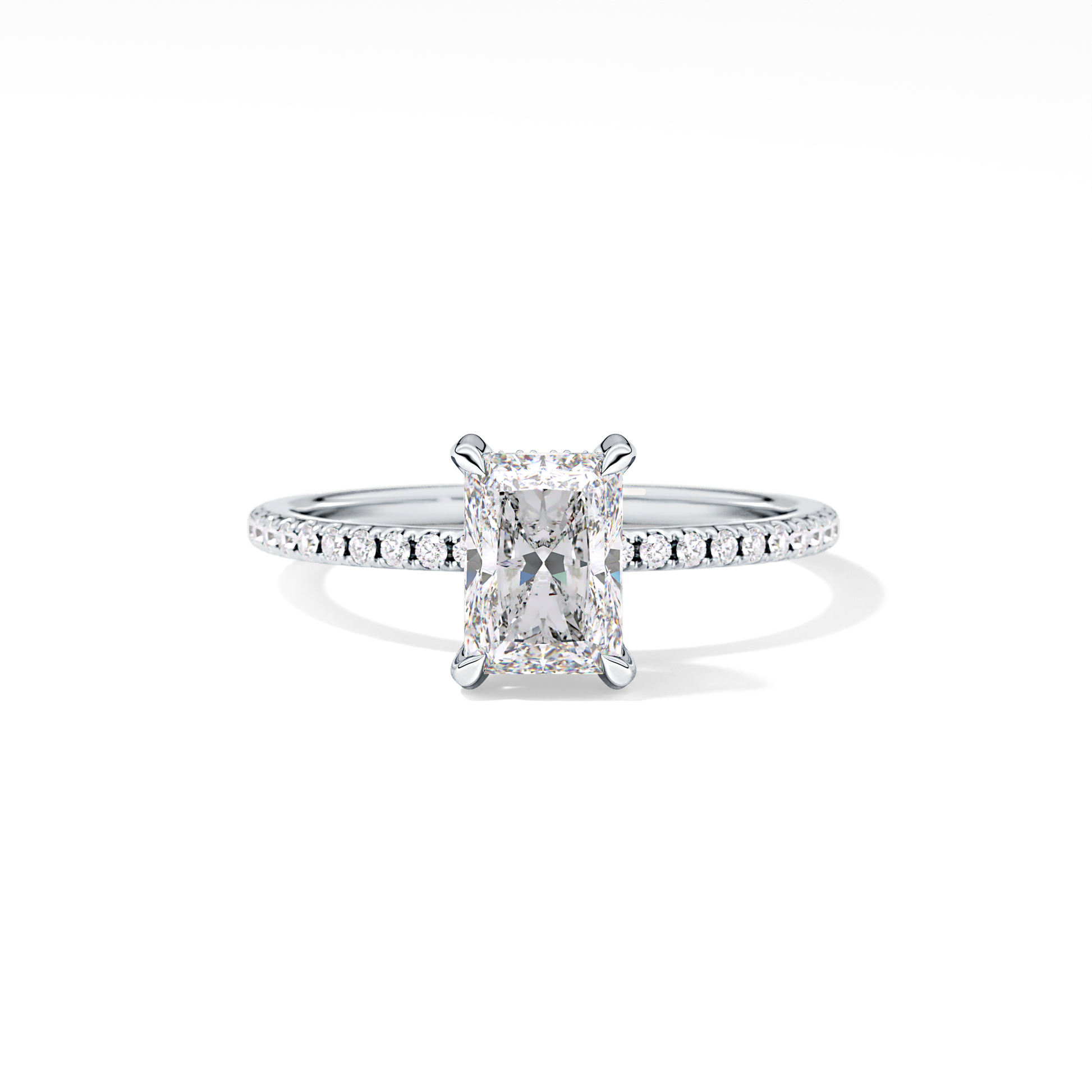 Radiant Hidden Halo & Pave Lab Grown Diamond Engagement Ring