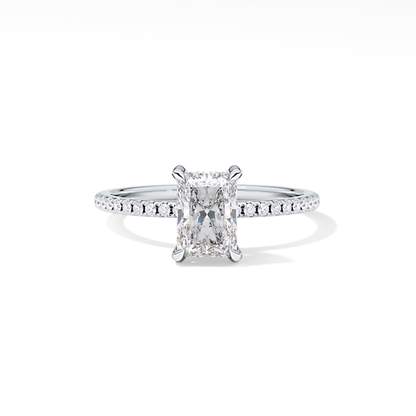 Radiant Hidden Halo & Pave Lab Grown Diamond Engagement Ring