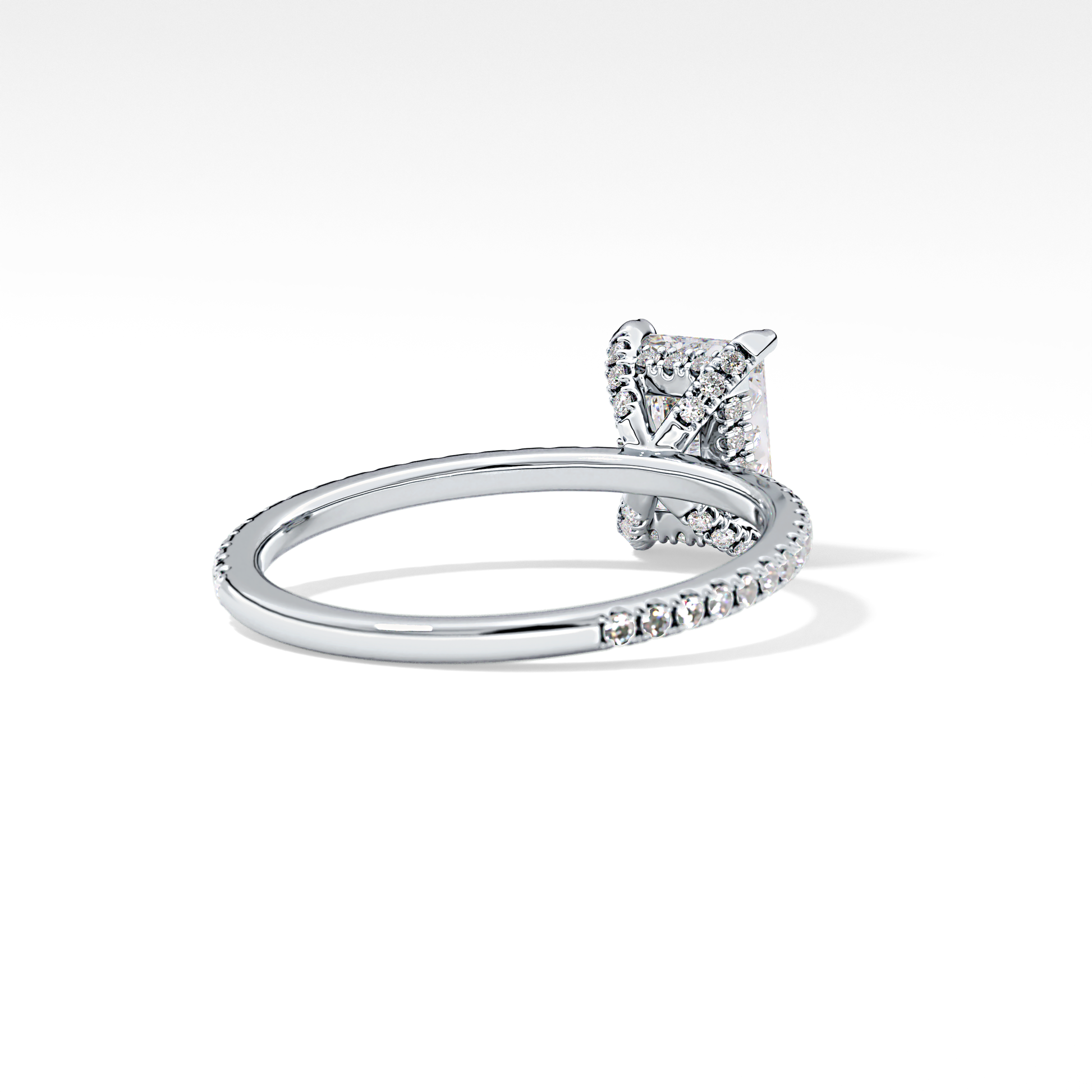 Radiant Hidden Halo & Pave Lab Grown Diamond Engagement Ring