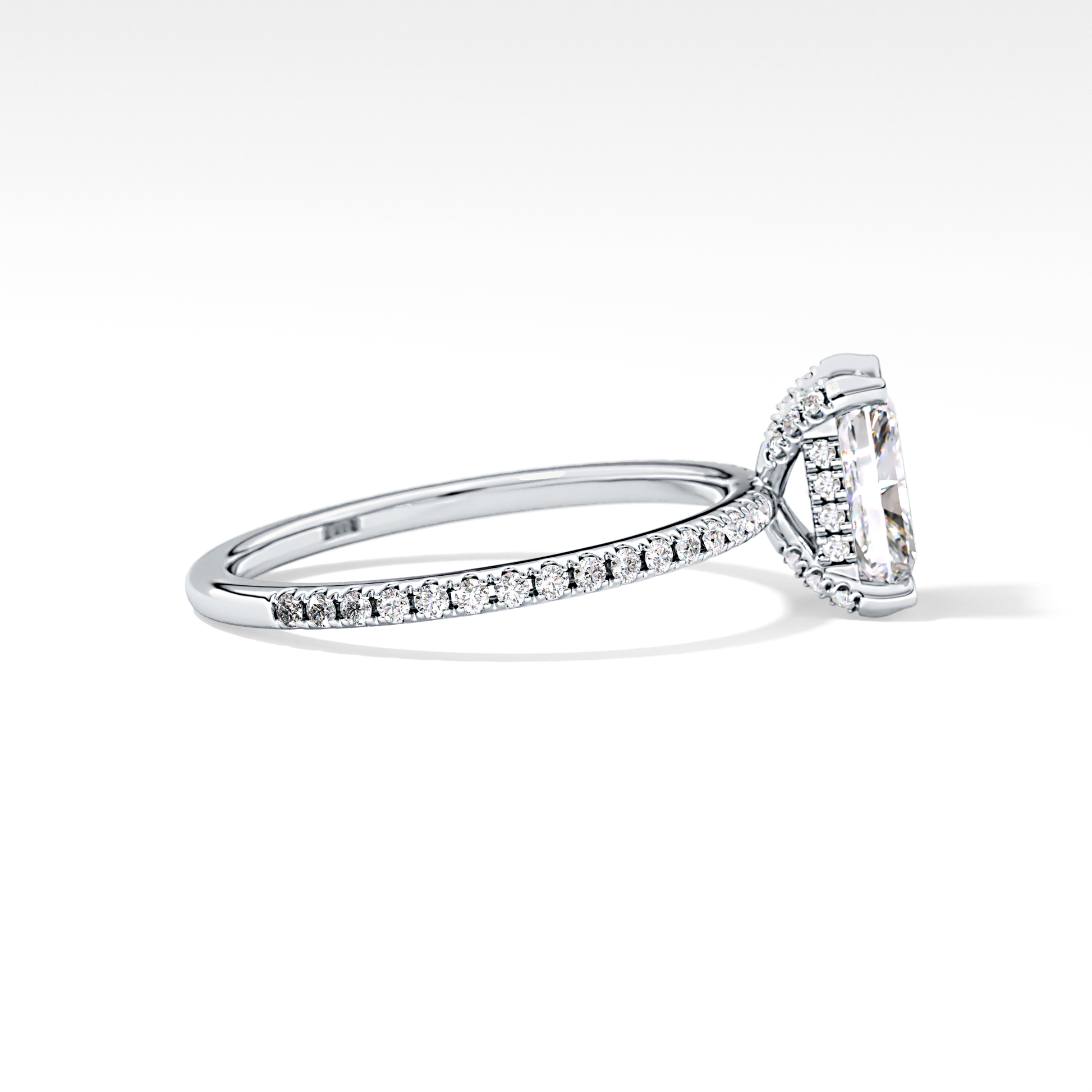 Radiant Hidden Halo & Pave Lab Grown Diamond Engagement Ring