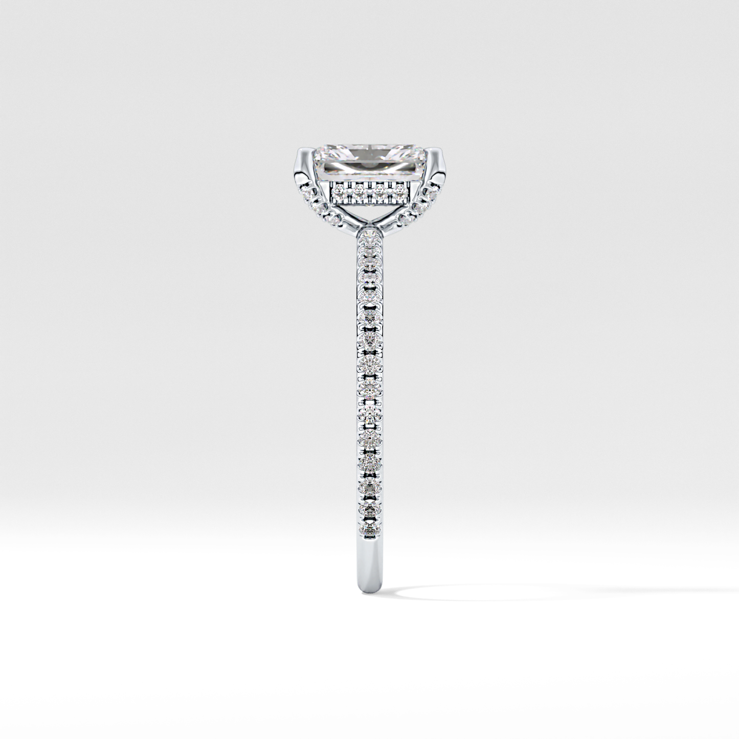 Radiant Hidden Halo & Pave Lab Grown Diamond Engagement Ring