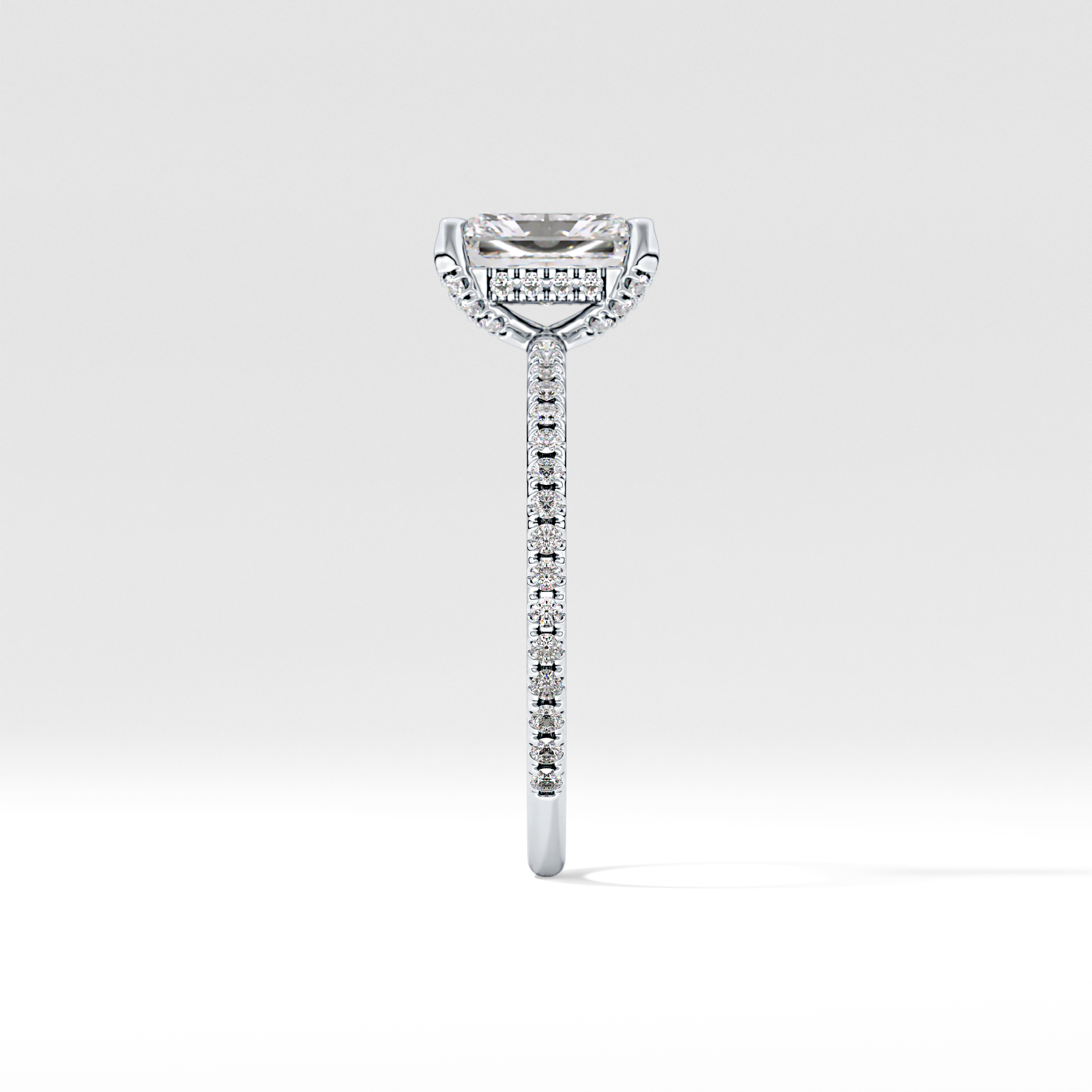 Radiant Hidden Halo & Pave Lab Grown Diamond Engagement Ring