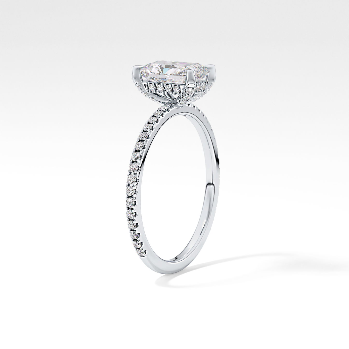 Radiant Hidden Halo & Pave Lab Grown Diamond Engagement Ring