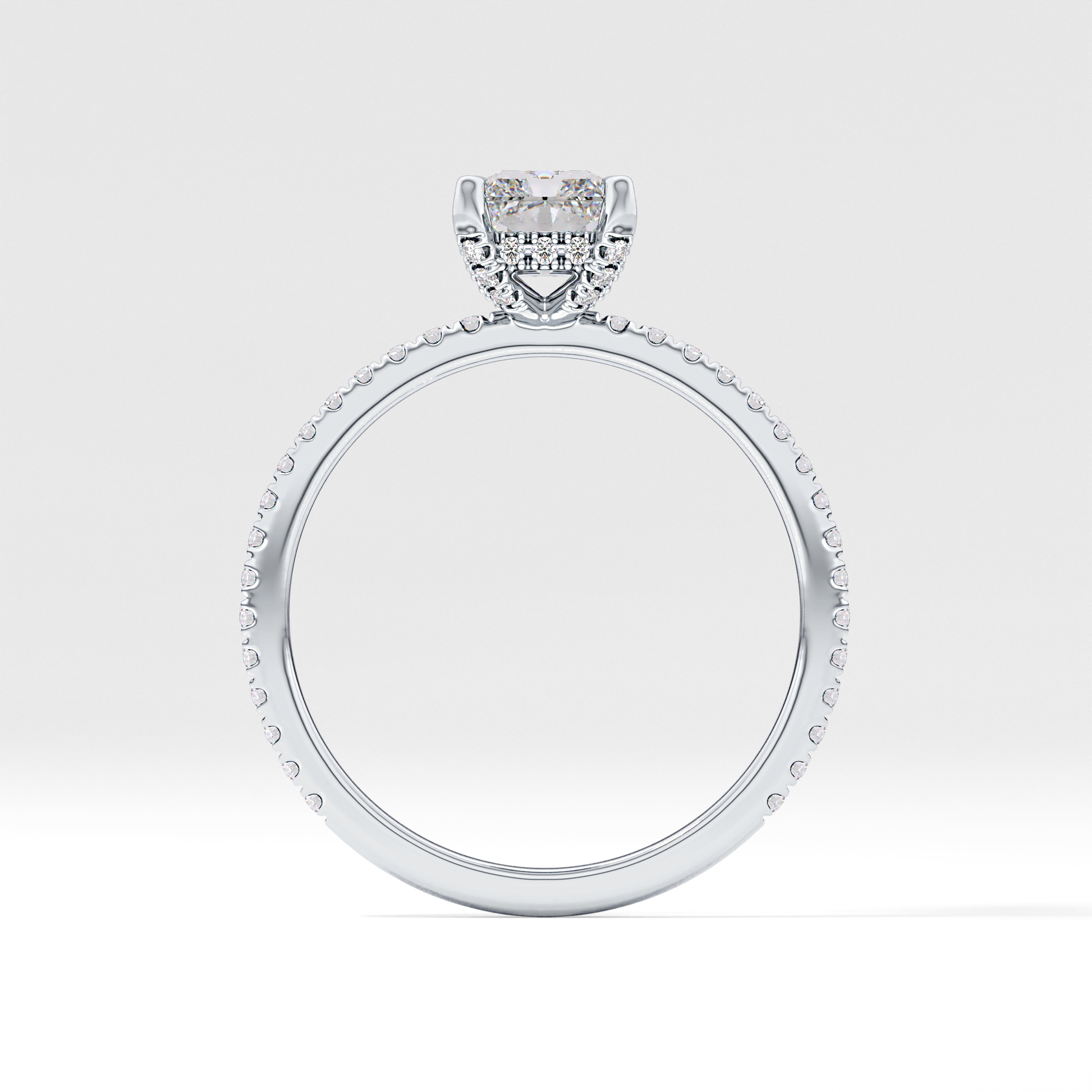 Radiant Hidden Halo & Pave Lab Grown Diamond Engagement Ring