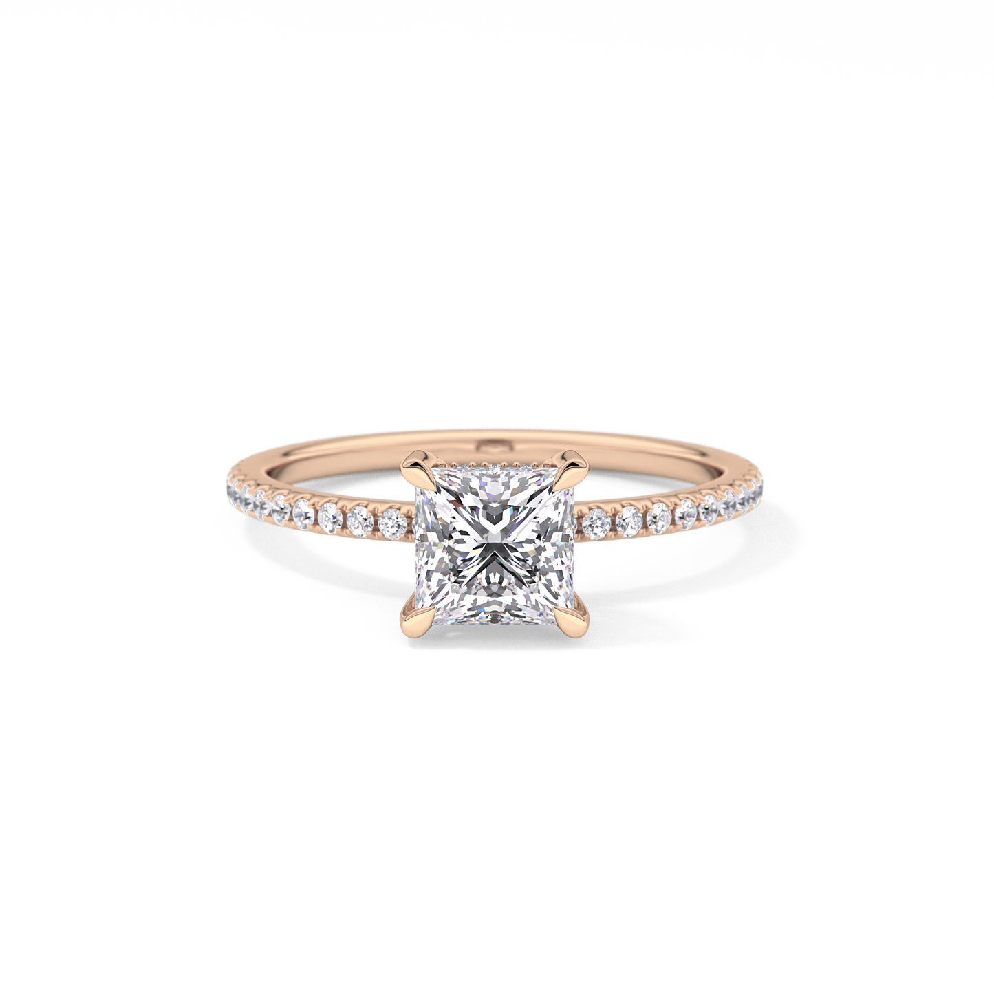 Princess Hidden Halo & Pave Lab Grown Diamond Engagement Ring