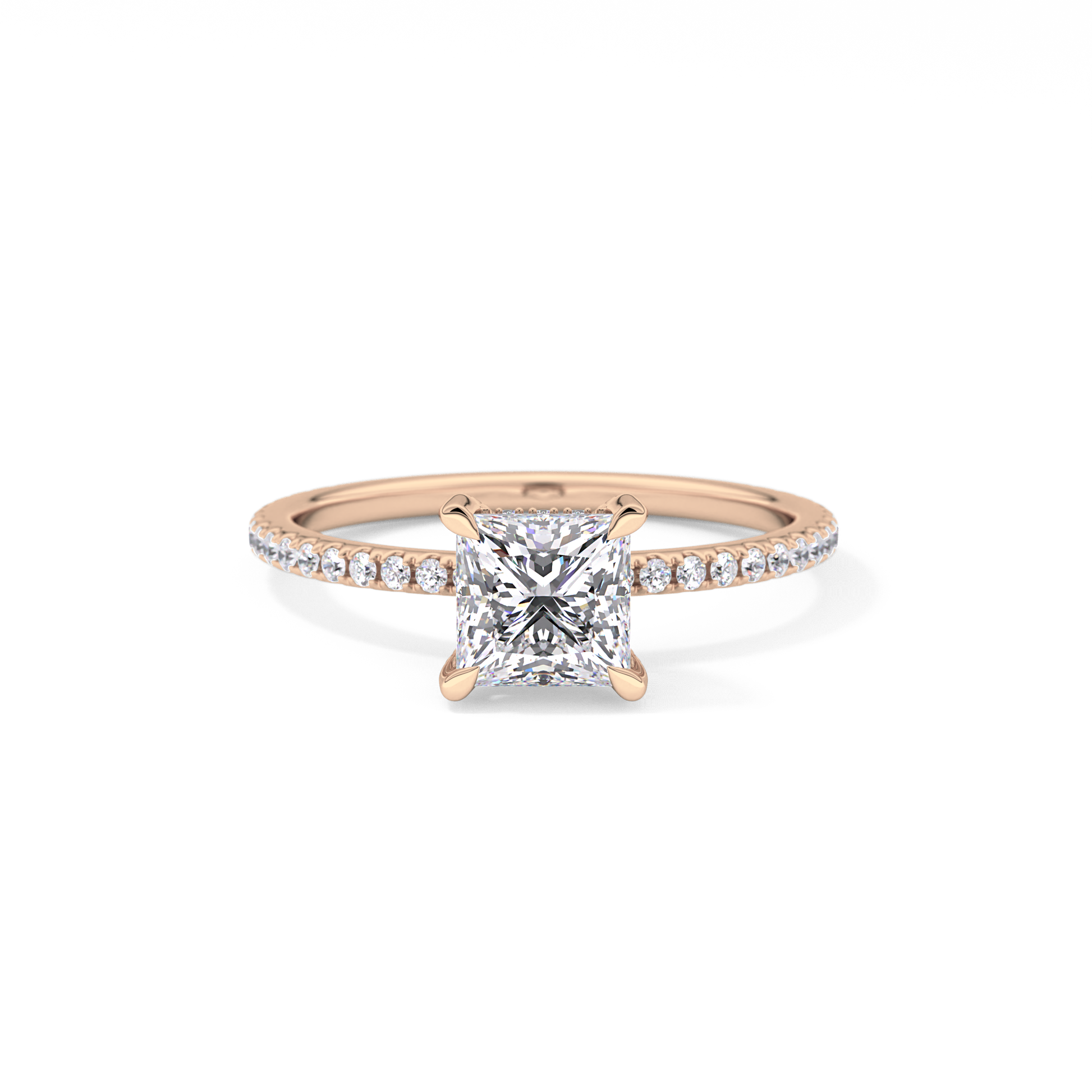 Princess Hidden Halo & Pave Lab Grown Diamond Engagement Ring