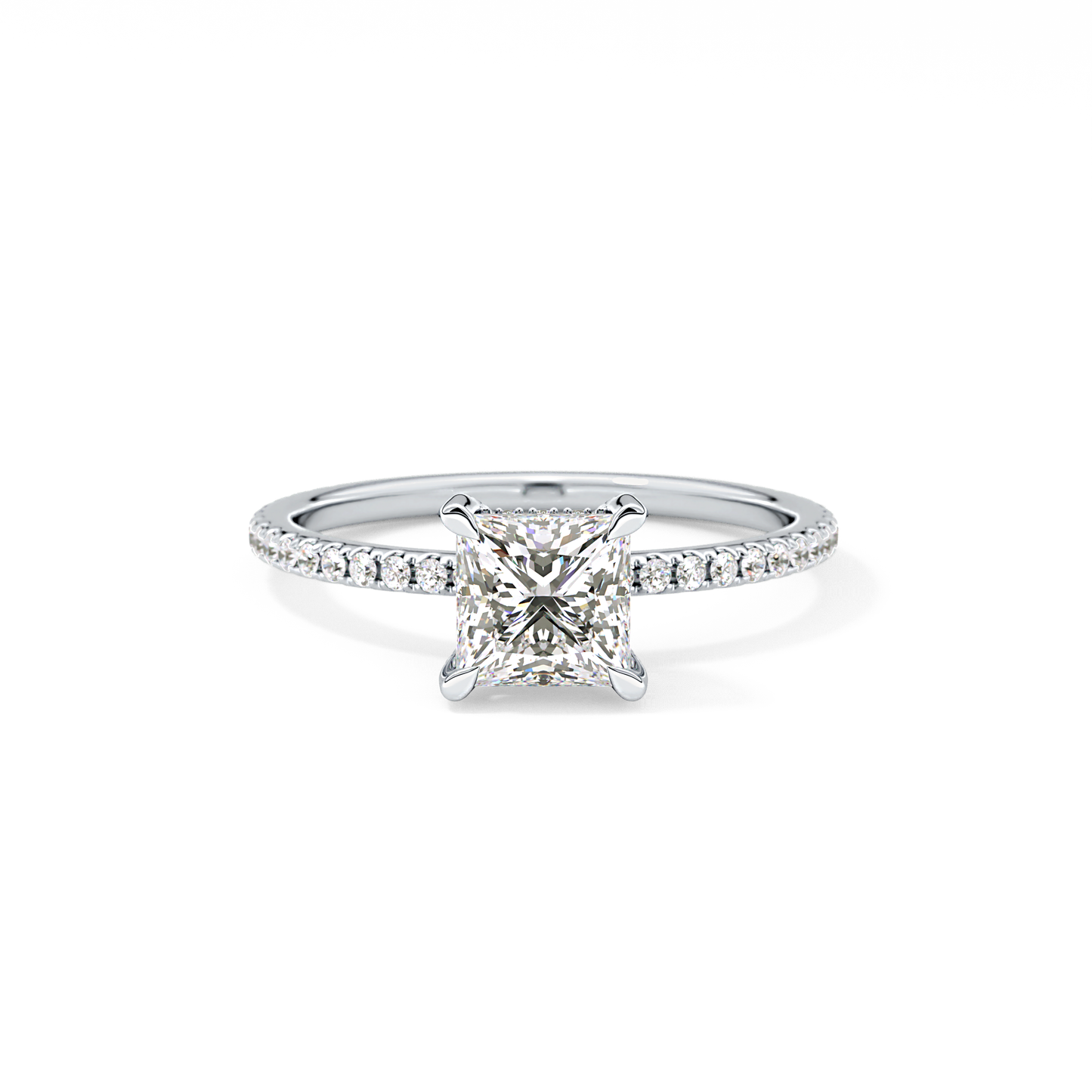 Princess Hidden Halo & Pave Lab Grown Diamond Engagement Ring