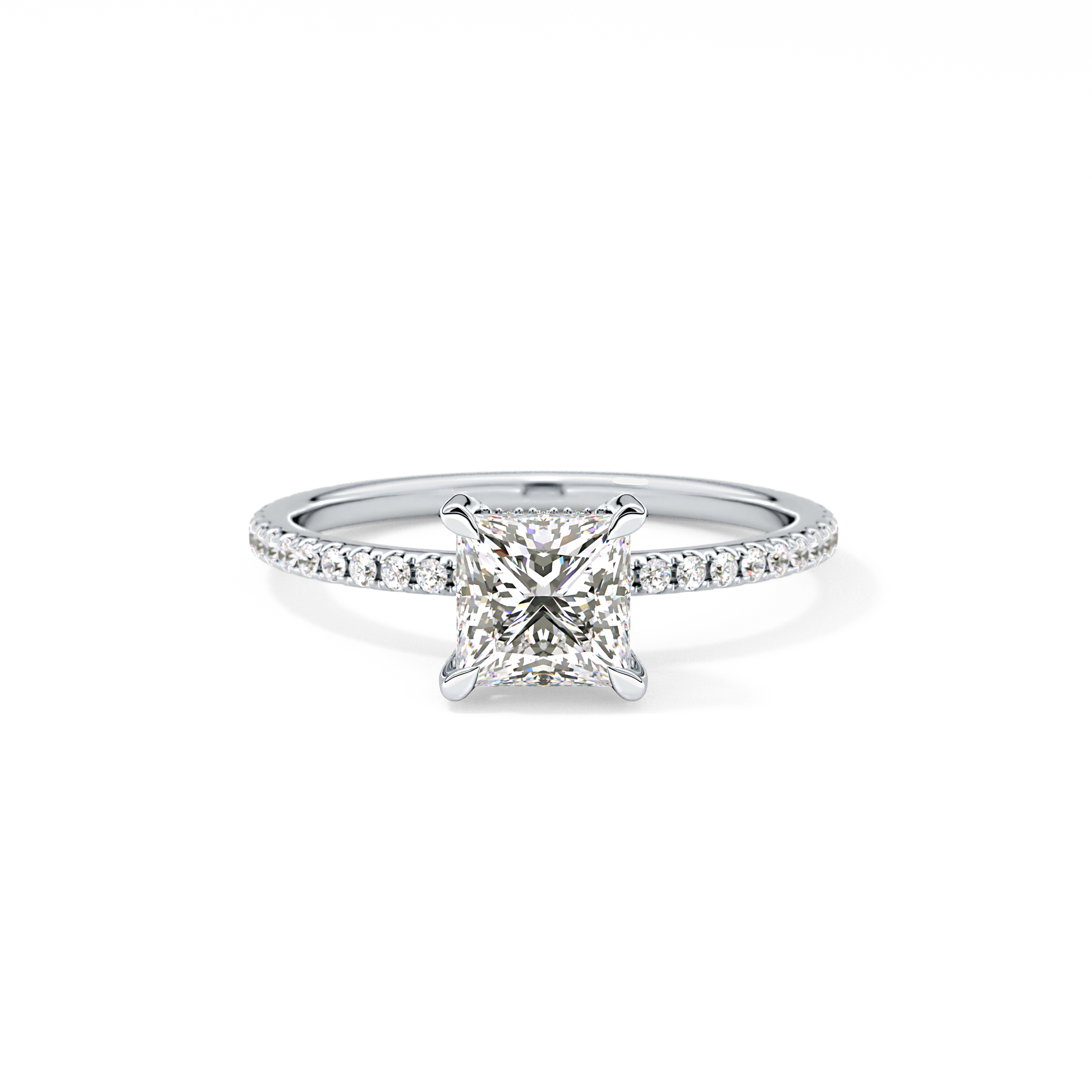 Princess Hidden Halo & Pave Lab Grown Diamond Engagement Ring