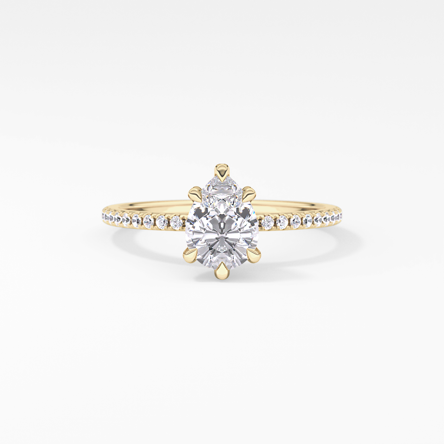 Pear Hidden Halo & Pave Lab Grown Diamond Engagement Ring