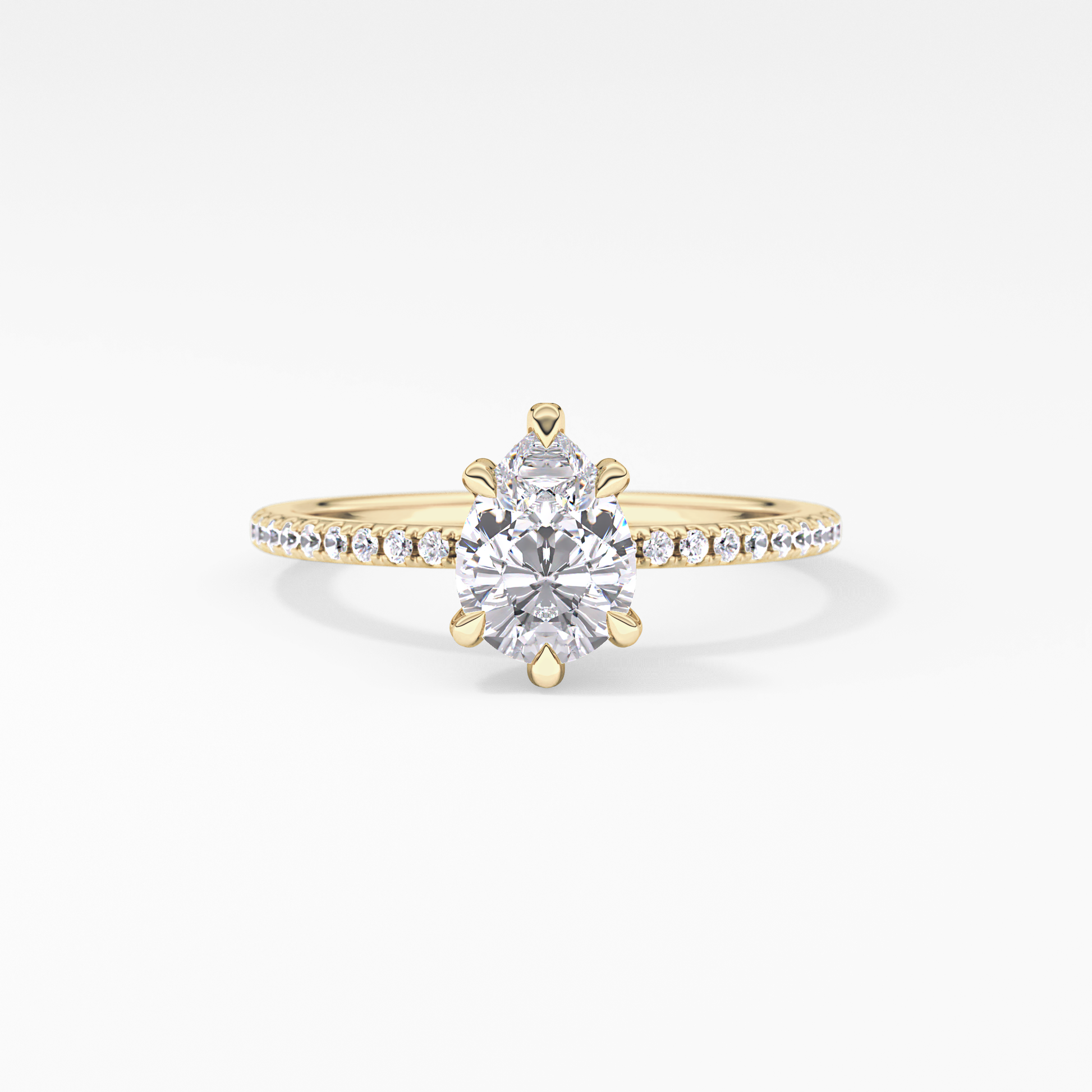 Pear Hidden Halo & Pave Lab Grown Diamond Engagement Ring