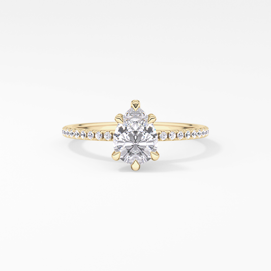 Pear Hidden Halo & Pave Lab Grown Diamond Engagement Ring