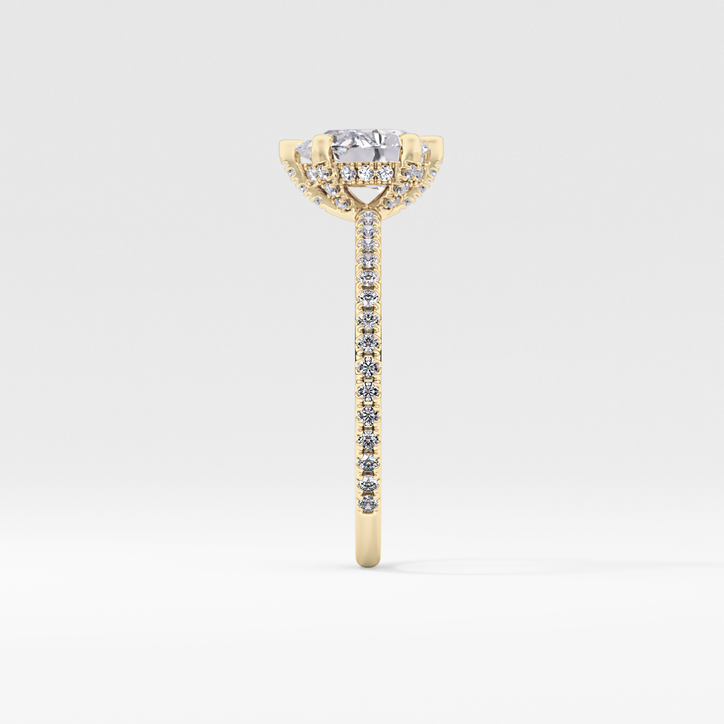 Pear Hidden Halo & Pave Lab Grown Diamond Engagement Ring