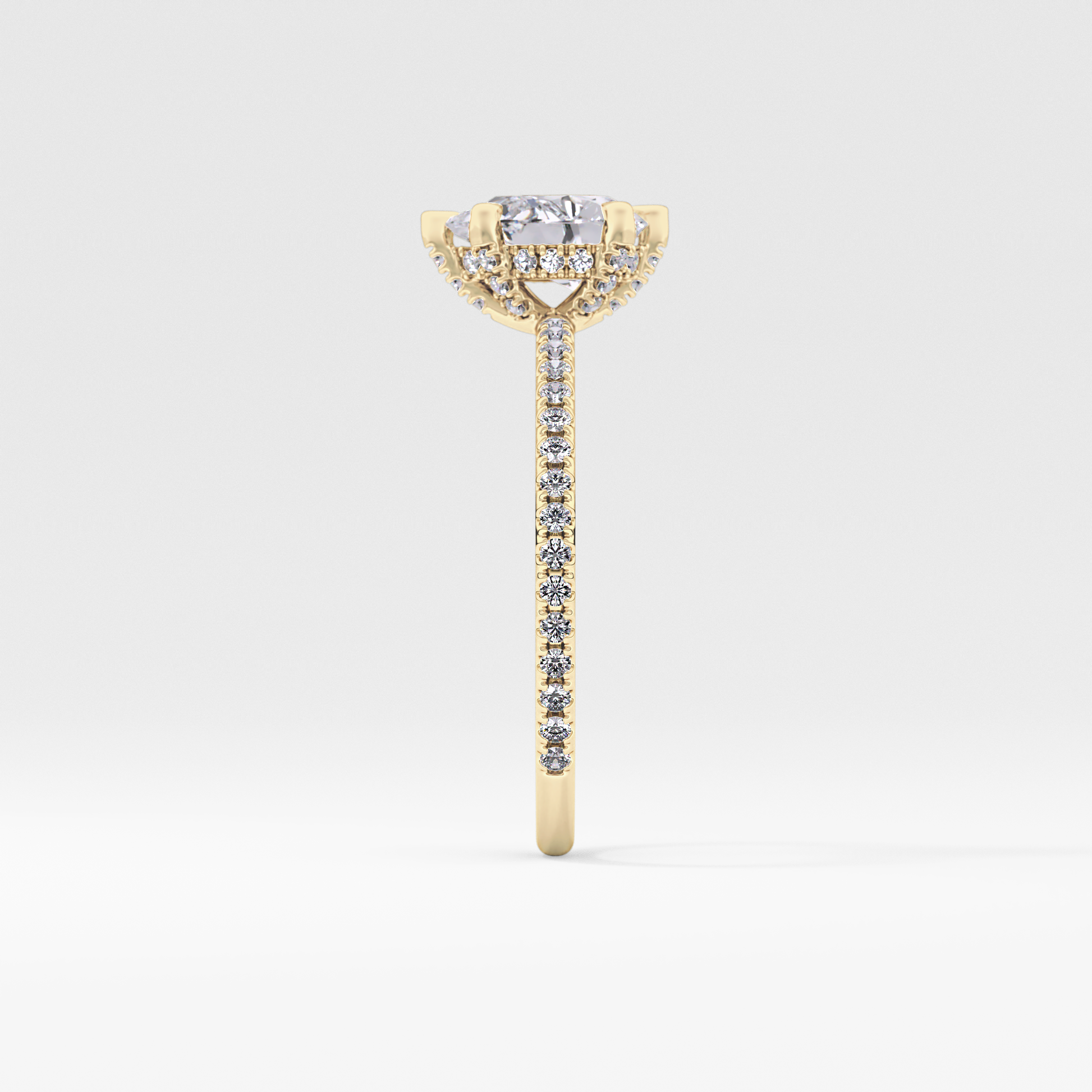 Pear Hidden Halo & Pave Lab Grown Diamond Engagement Ring