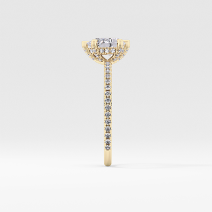 Pear Hidden Halo & Pave Lab Grown Diamond Engagement Ring