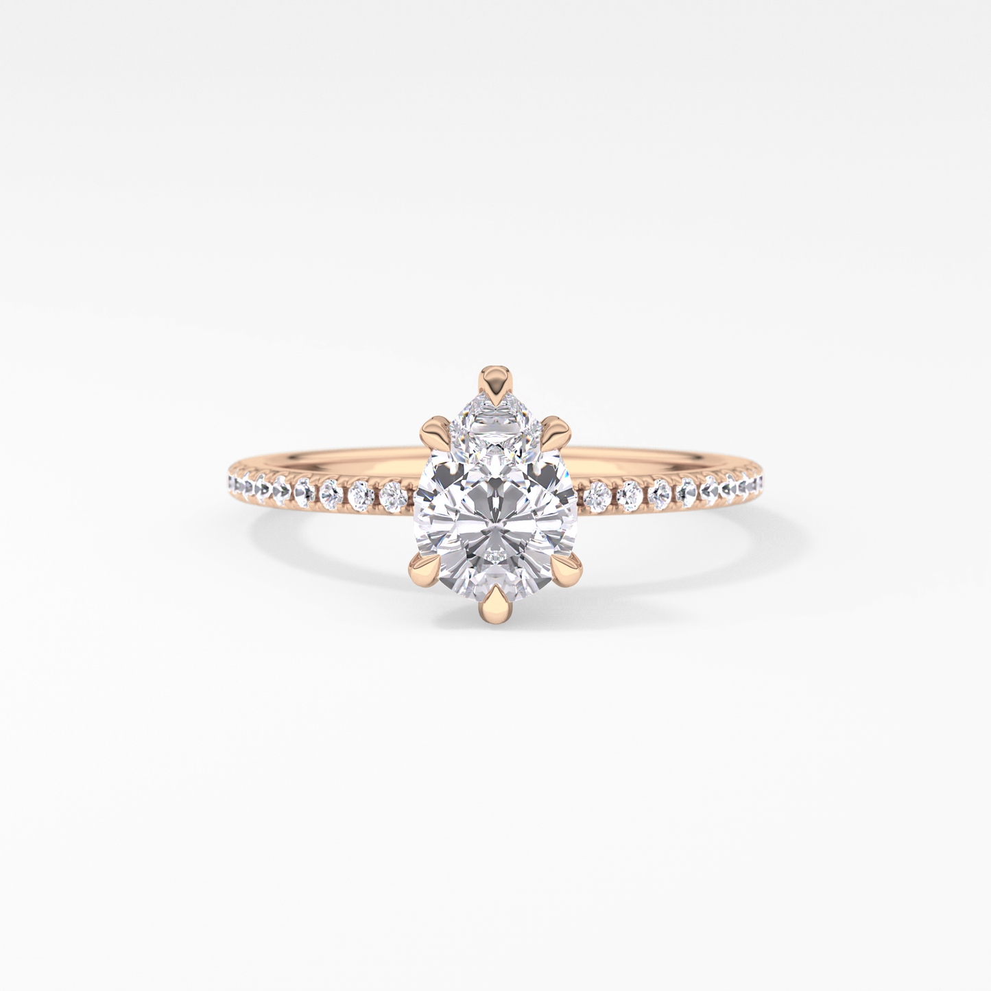 Pear Hidden Halo & Pave Lab Grown Diamond Engagement Ring