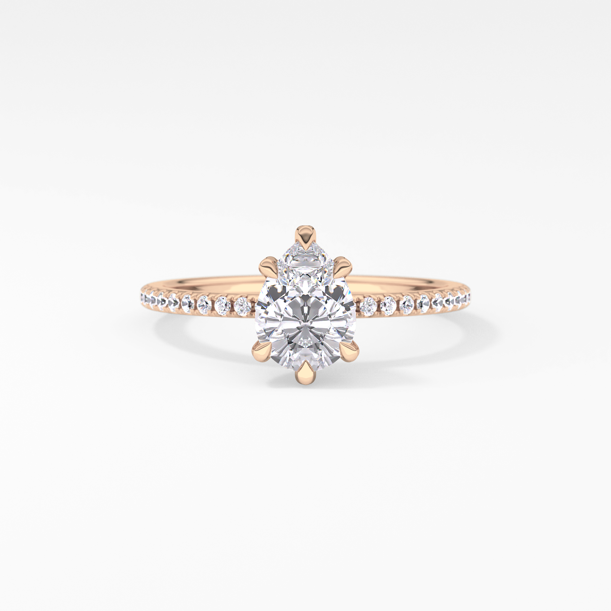 Pear Hidden Halo & Pave Lab Grown Diamond Engagement Ring