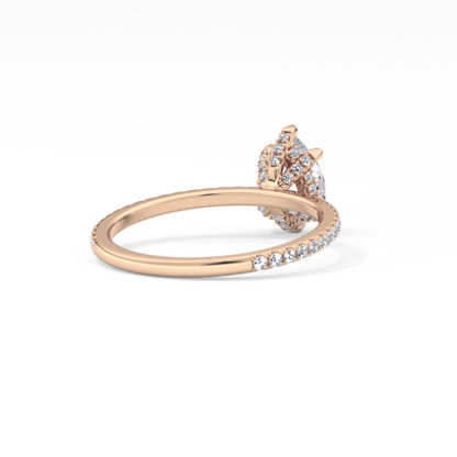 Pear Hidden Halo & Pave Lab Grown Diamond Engagement Ring