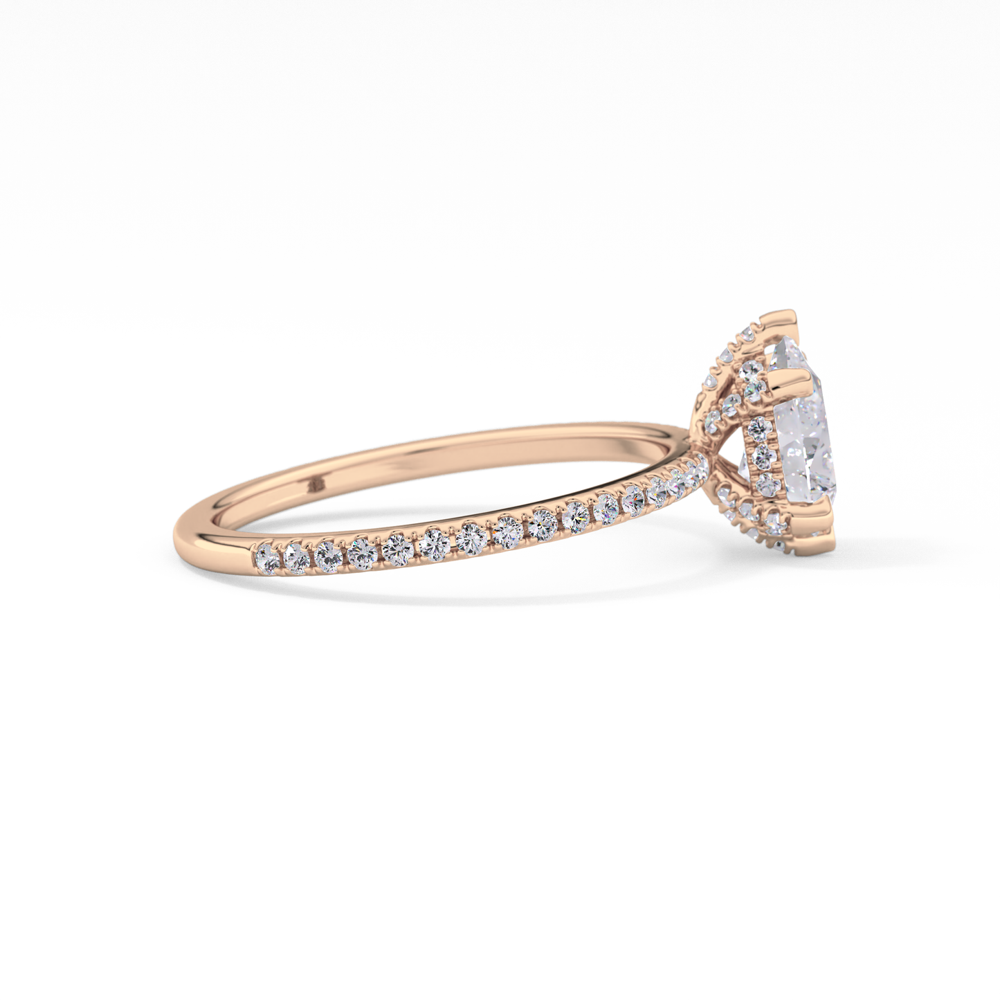 Pear Hidden Halo & Pave Lab Grown Diamond Engagement Ring
