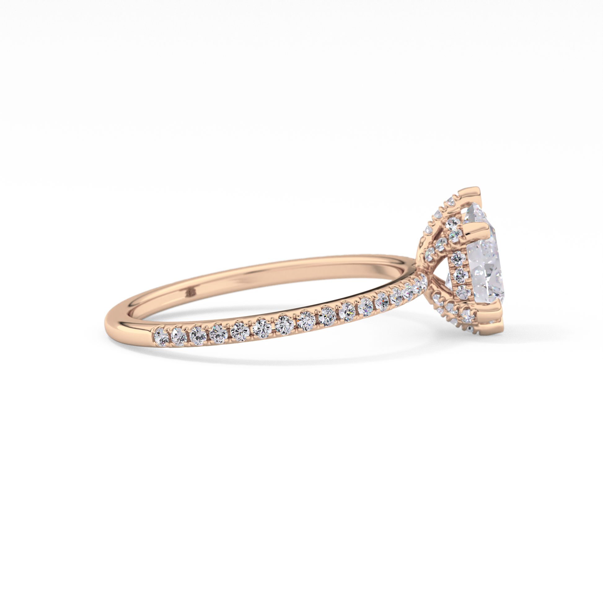 Pear Hidden Halo & Pave Lab Grown Diamond Engagement Ring