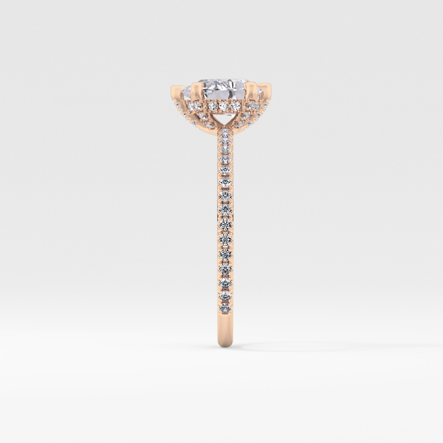 Pear Hidden Halo & Pave Lab Grown Diamond Engagement Ring