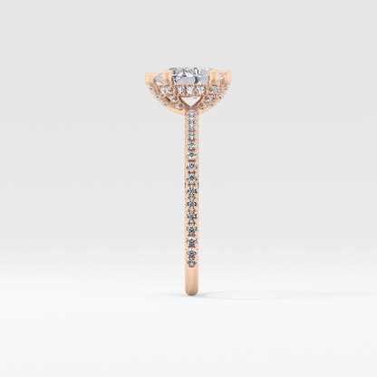 Pear Hidden Halo & Pave Lab Grown Diamond Engagement Ring