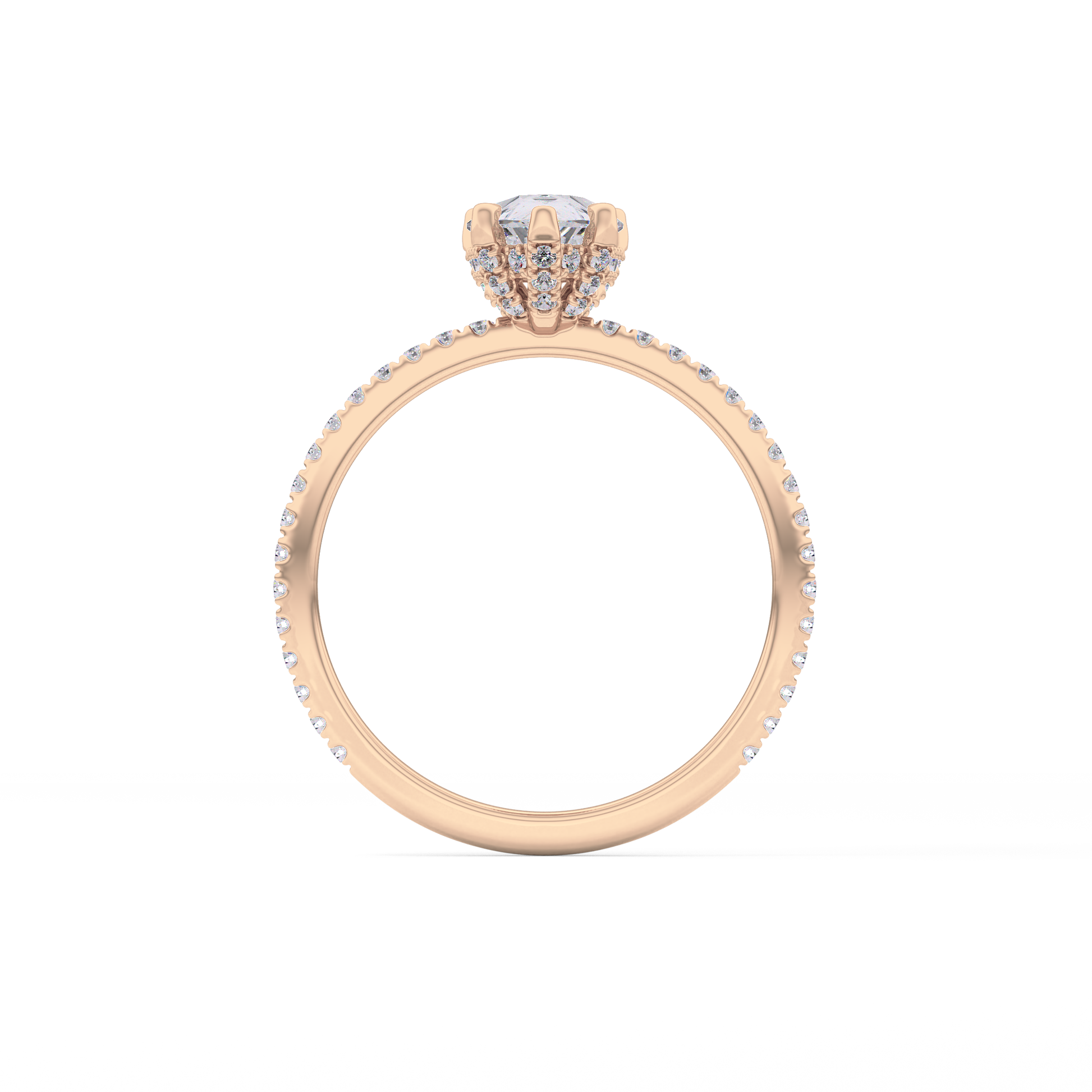 Pear Hidden Halo & Pave Lab Grown Diamond Engagement Ring
