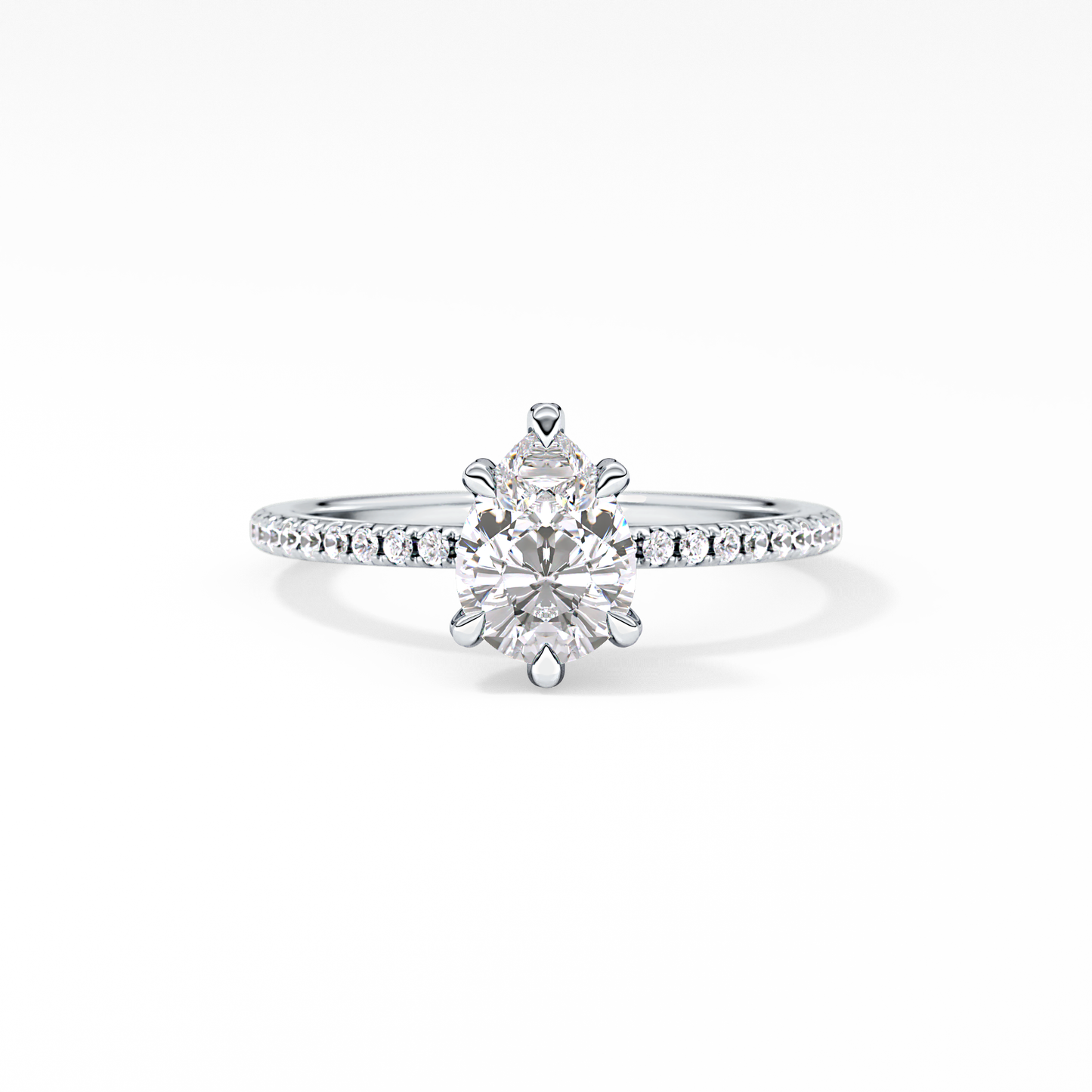 Pear Hidden Halo & Pave Lab Grown Diamond Engagement Ring