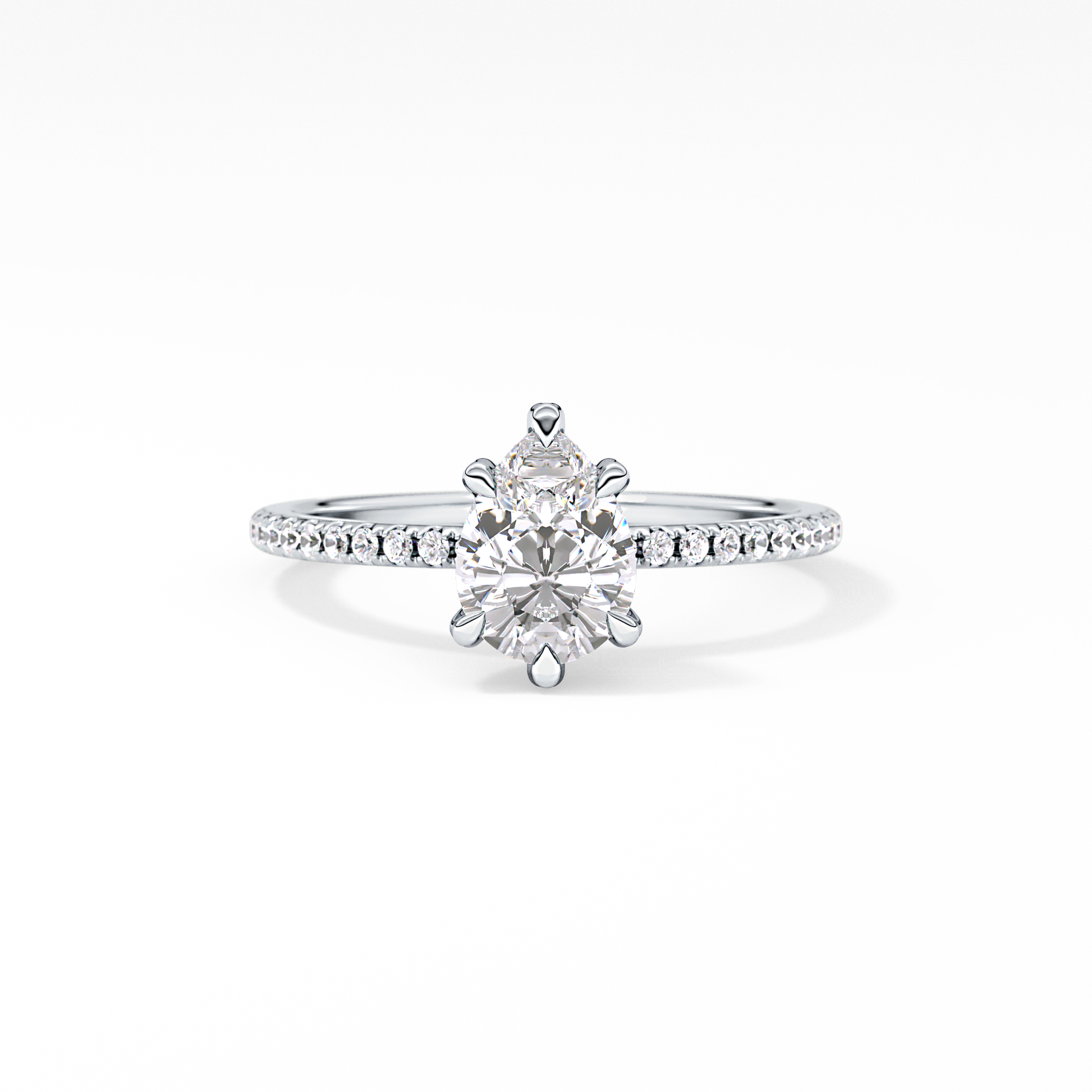 Pear Hidden Halo & Pave Lab Grown Diamond Engagement Ring