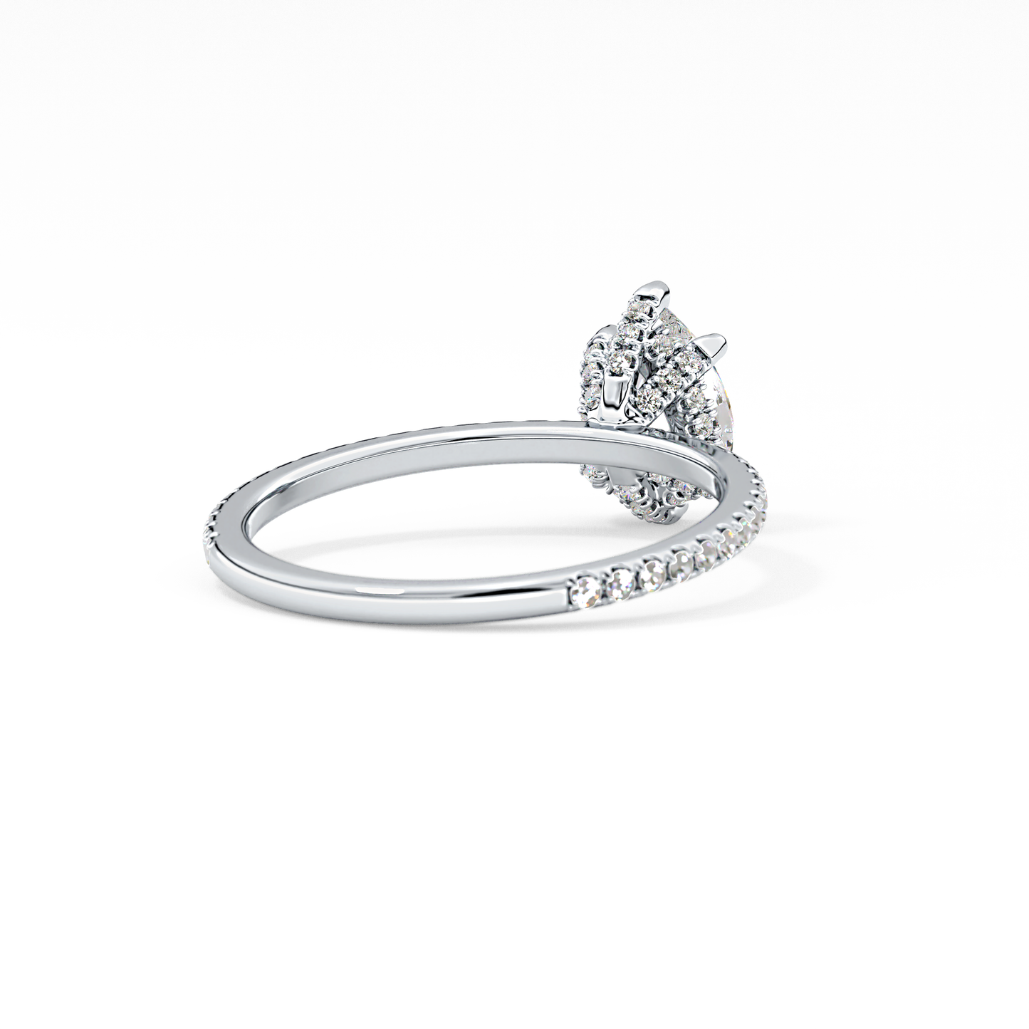 Pear Hidden Halo & Pave Lab Grown Diamond Engagement Ring