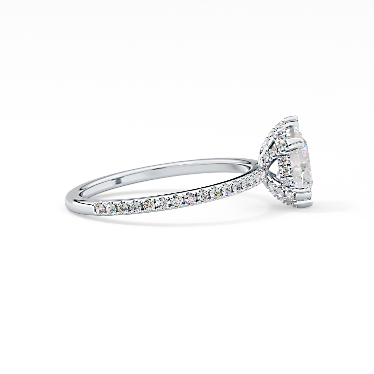 Pear Hidden Halo & Pave Lab Grown Diamond Engagement Ring