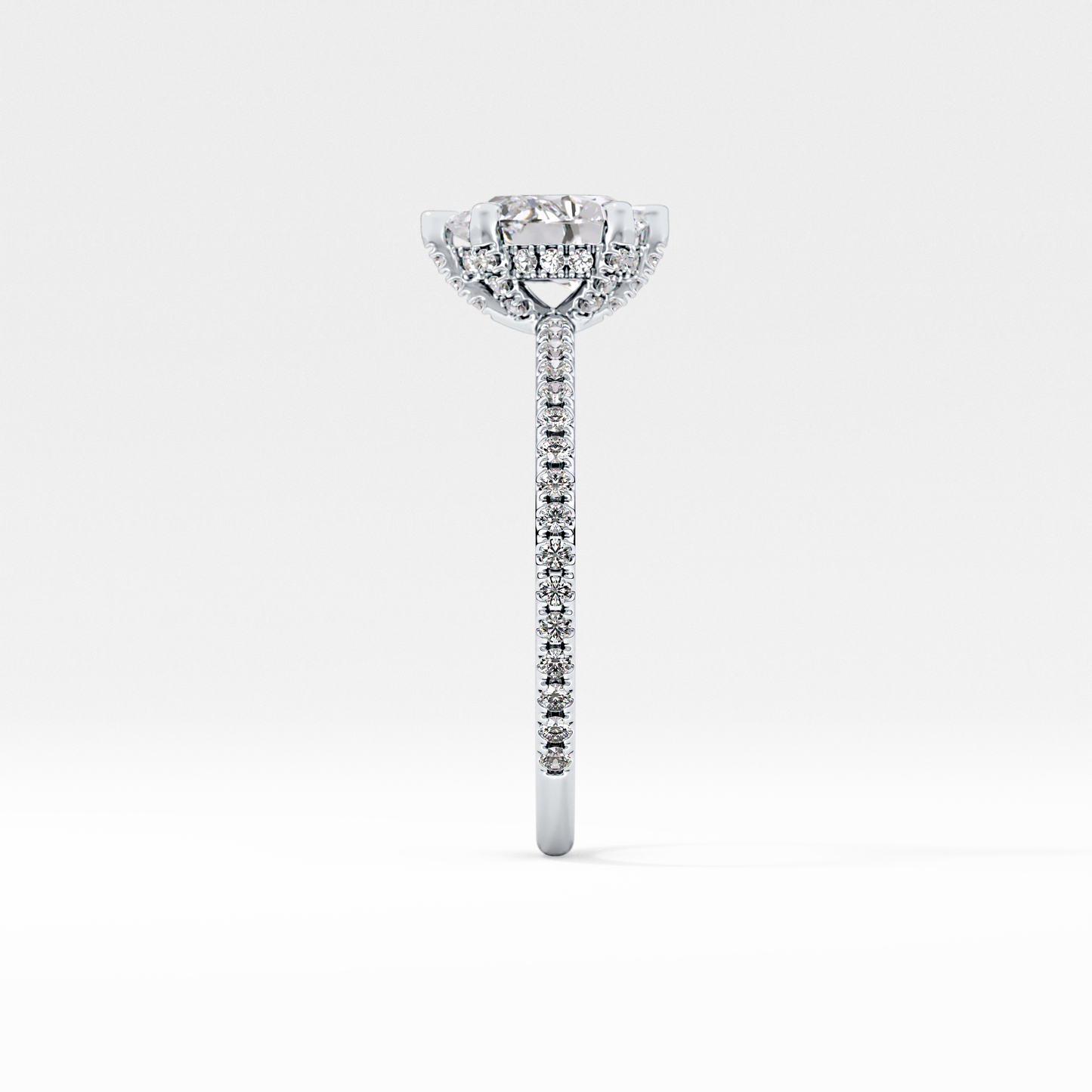Pear Hidden Halo & Pave Lab Grown Diamond Engagement Ring