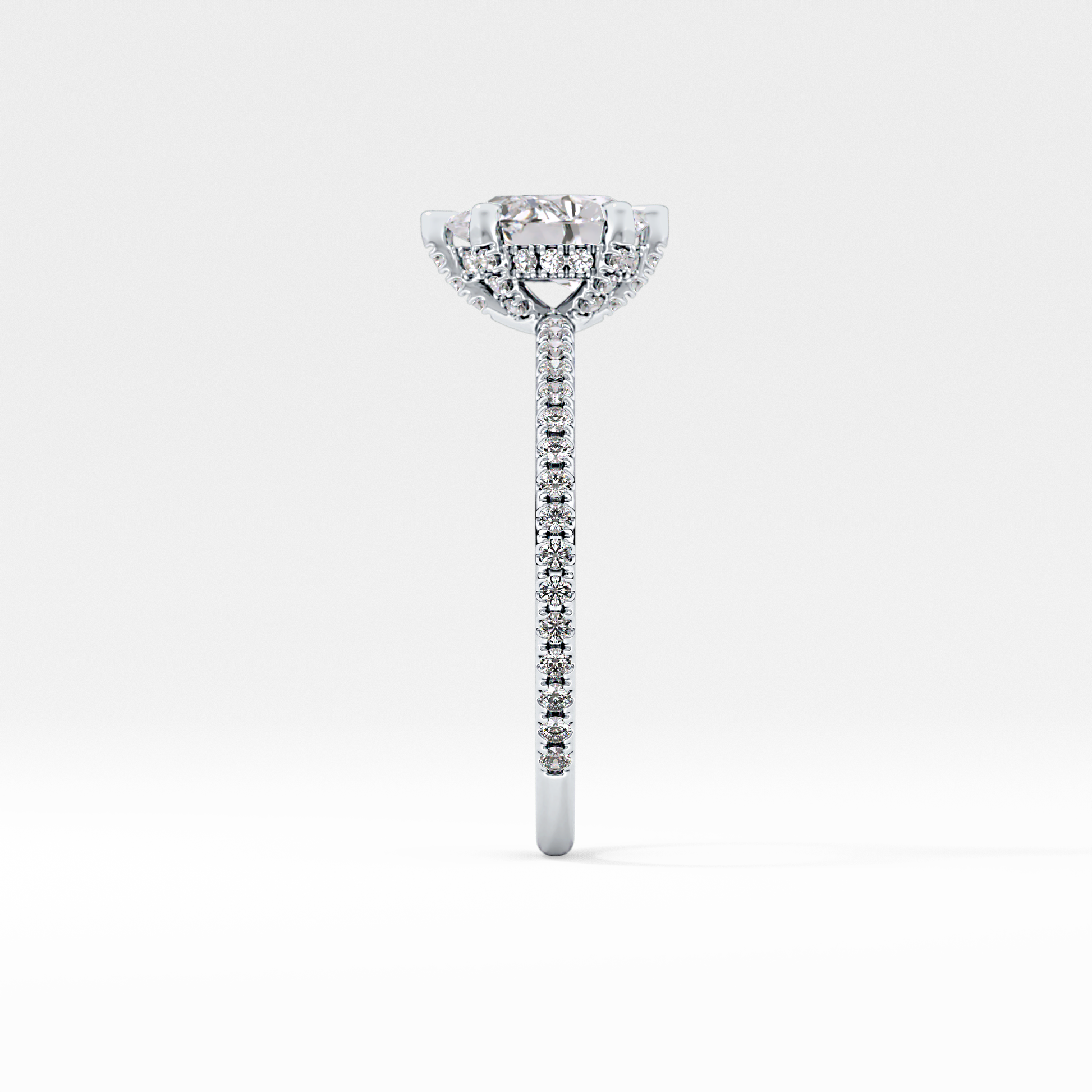 Pear Hidden Halo & Pave Lab Grown Diamond Engagement Ring