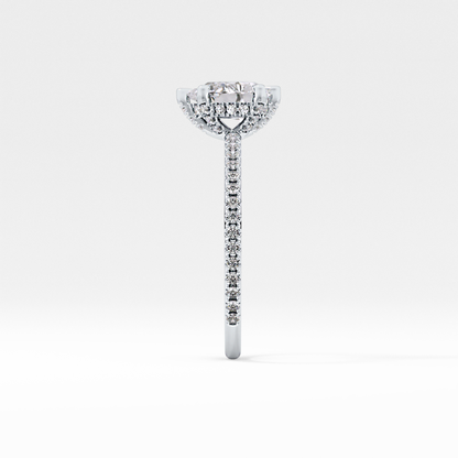 Pear Hidden Halo & Pave Lab Grown Diamond Engagement Ring