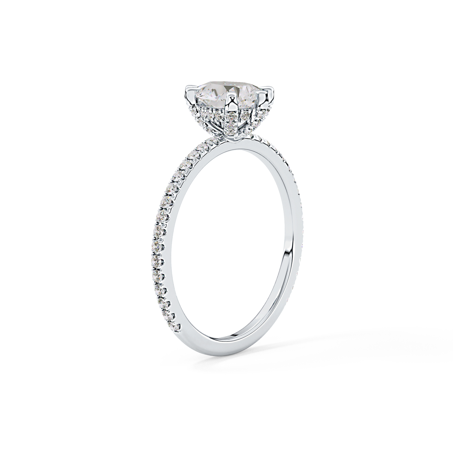 Pear Hidden Halo & Pave Lab Grown Diamond Engagement Ring