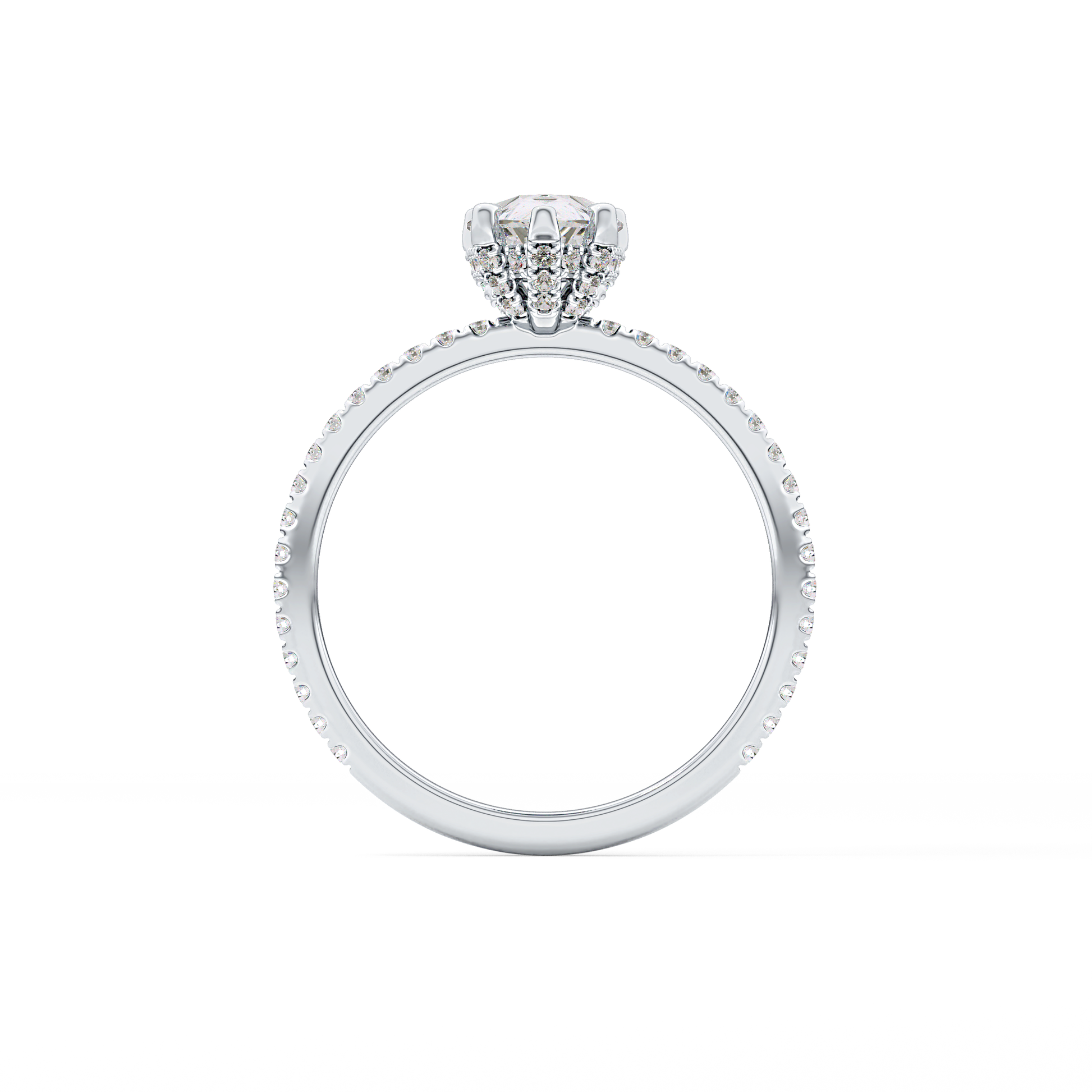 Pear Hidden Halo & Pave Lab Grown Diamond Engagement Ring